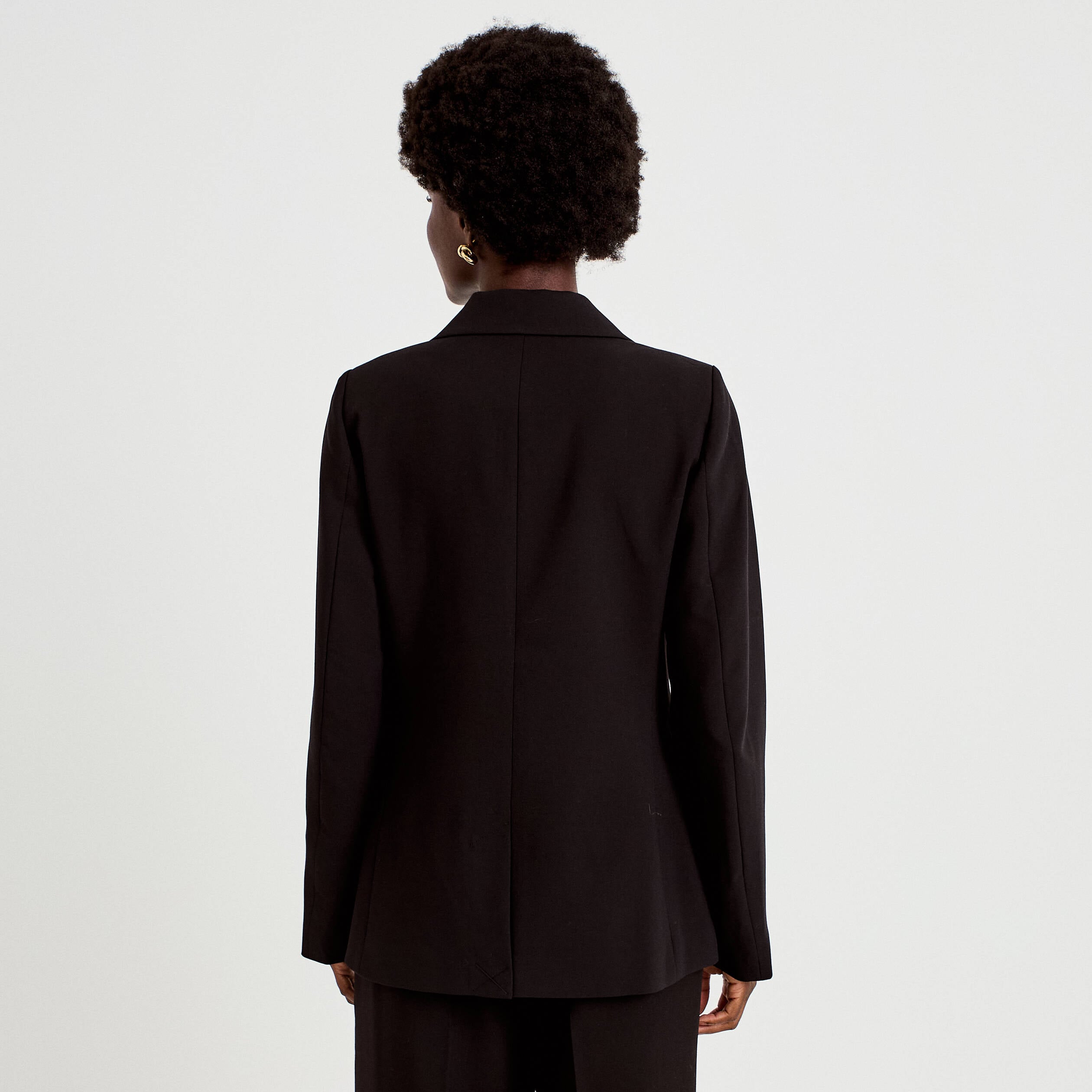 Blazer droit manches longues noir femme