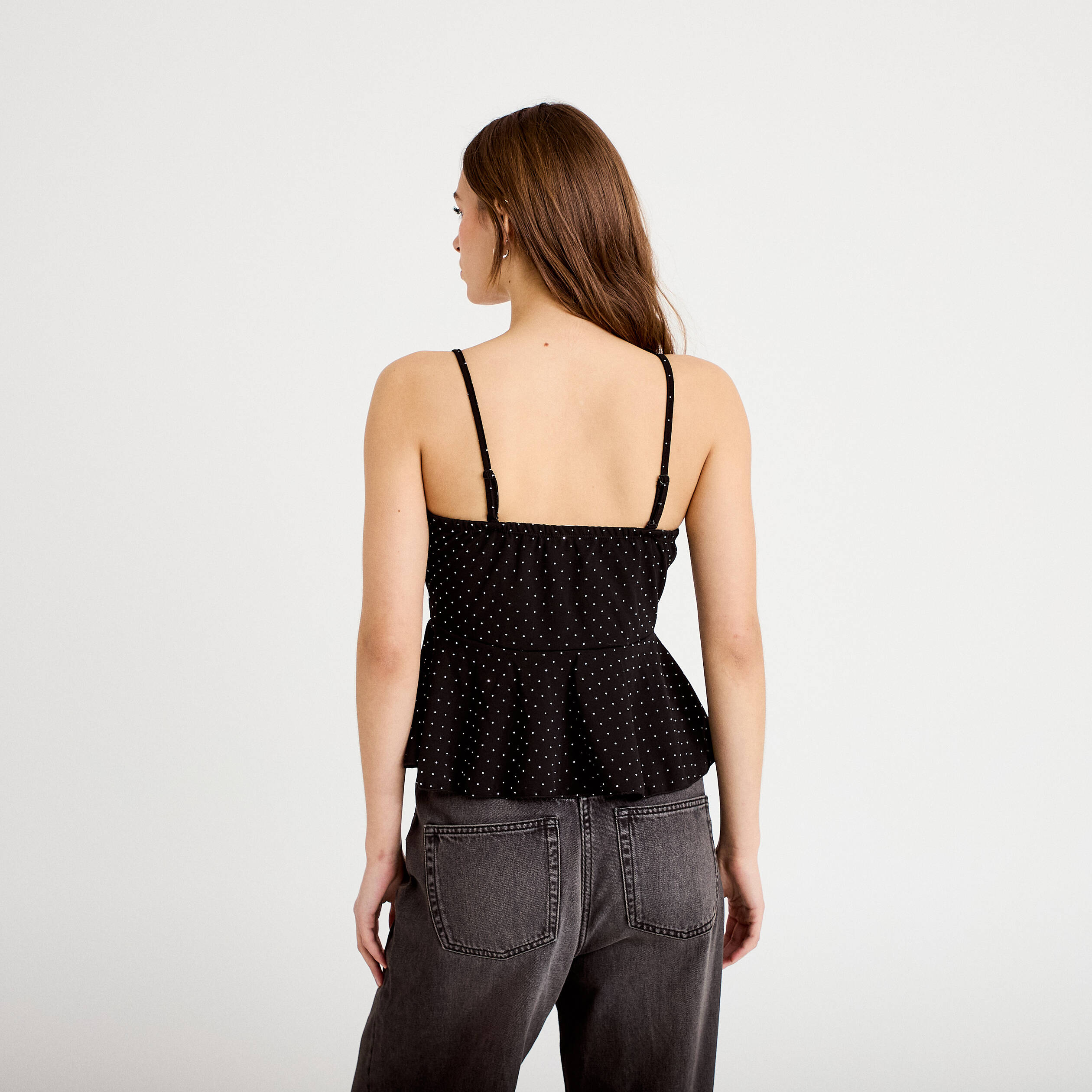 Top studs bretelles amovibles noir femme