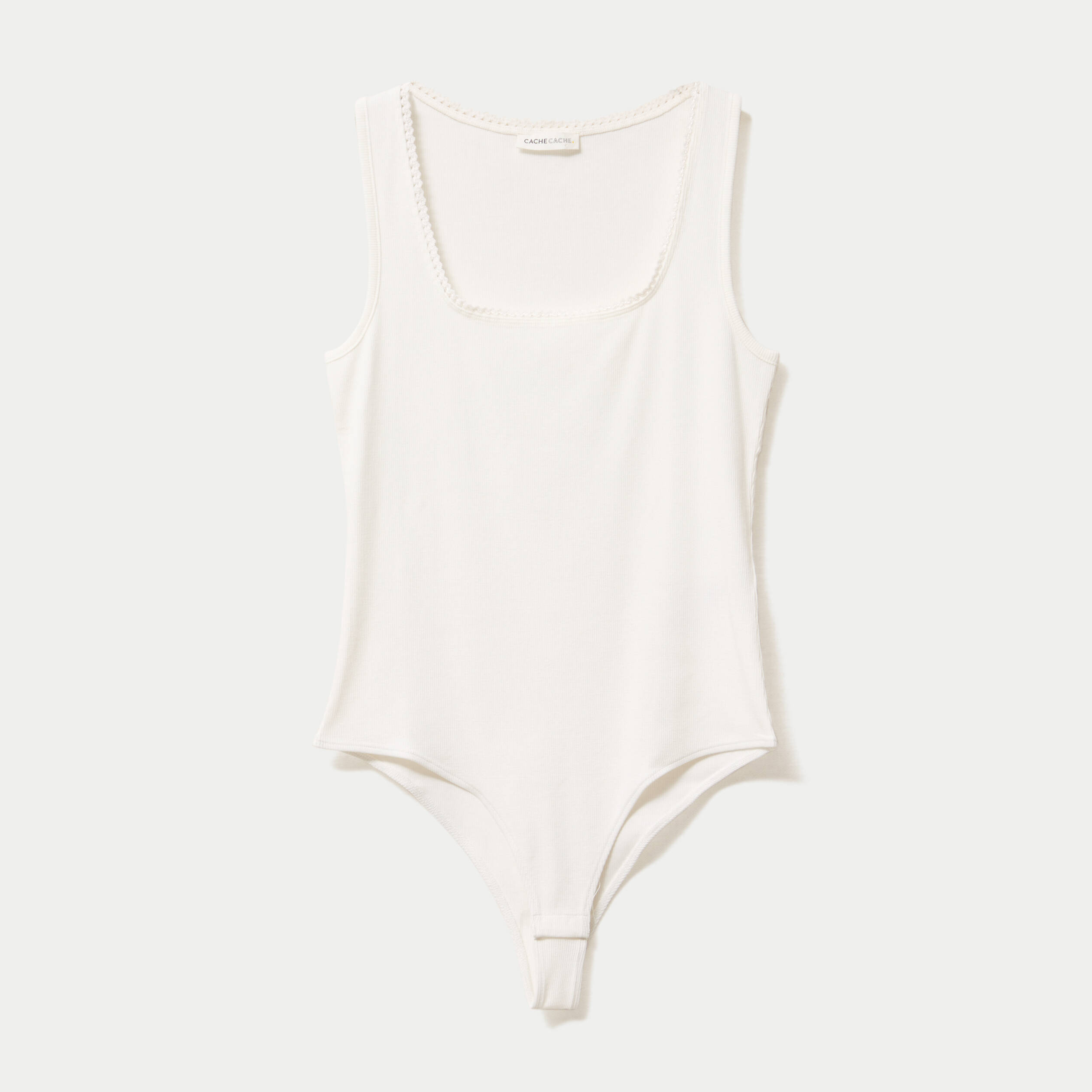 Body c&ocirc;tel&eacute; ajust&eacute; sans manches ecru femme