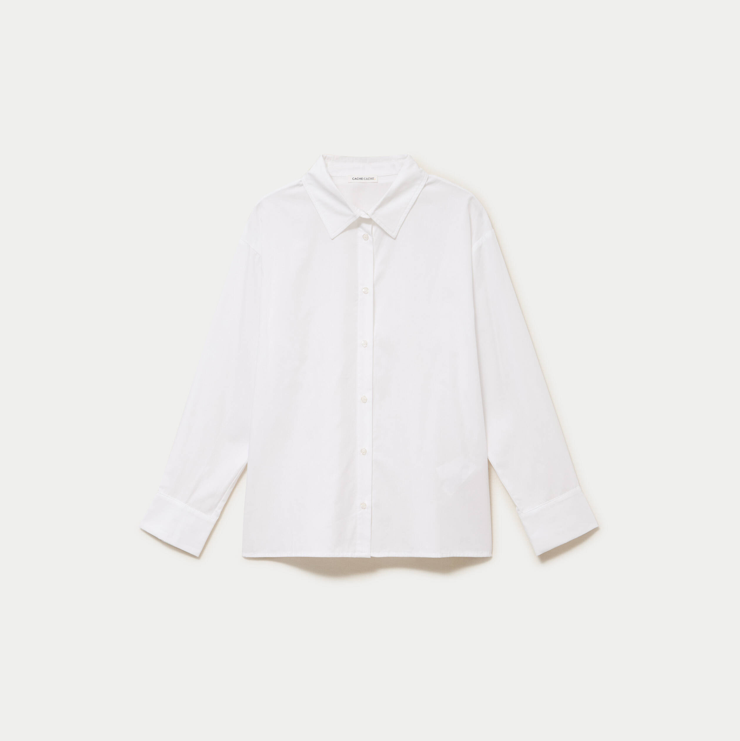 Chemise col am&eacute;ricain manches longues ecru femme