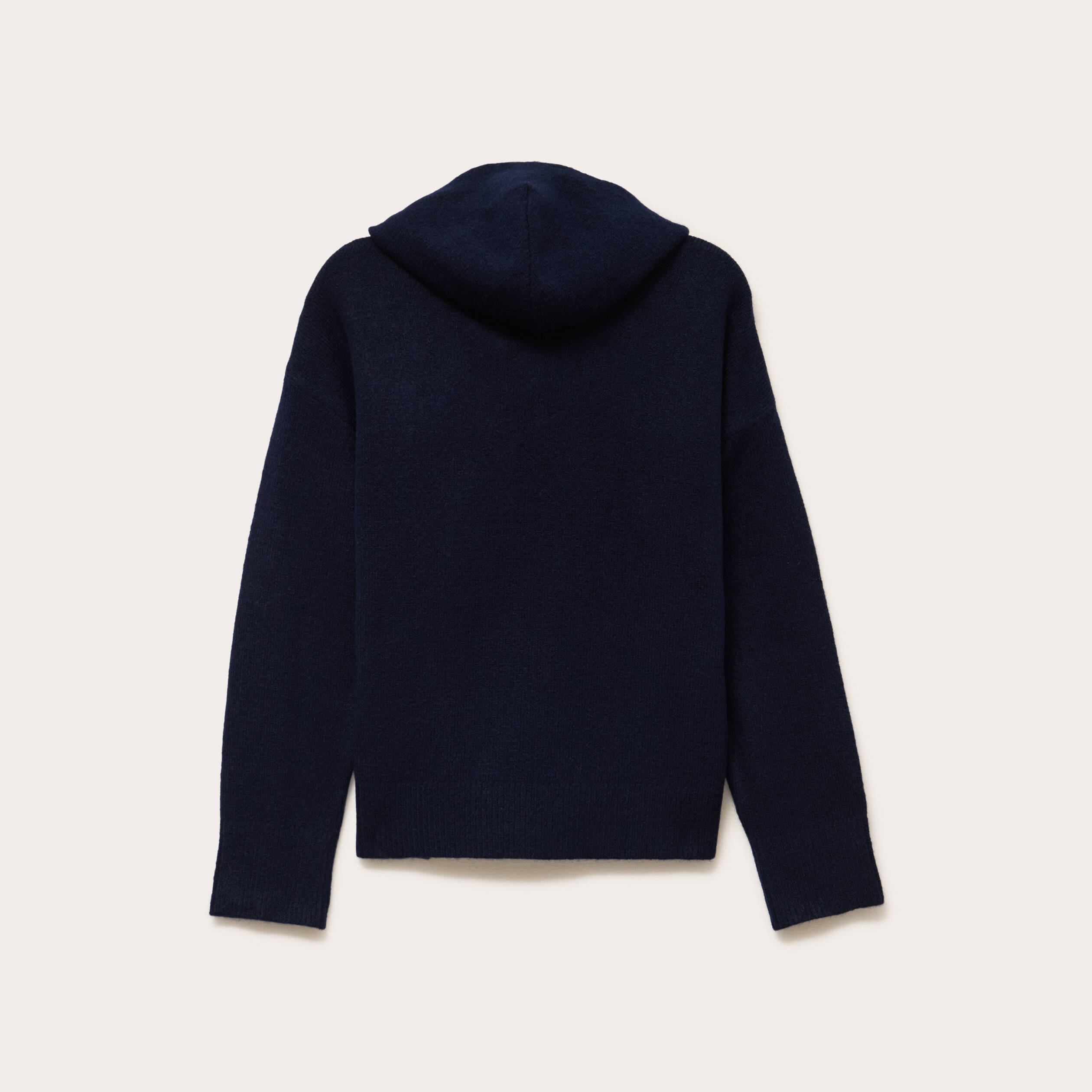 Pull &agrave; capuche bleu marine femme