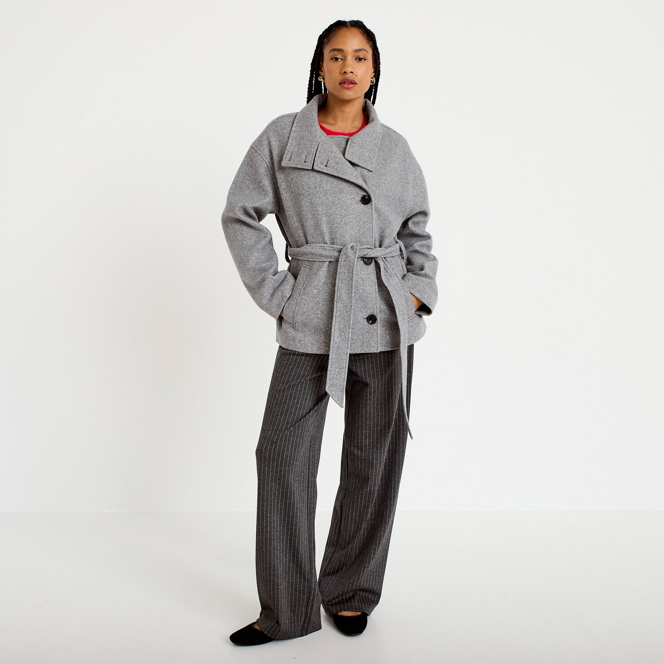 Pantalon bootcut taille haute gris fonc&eacute; femme