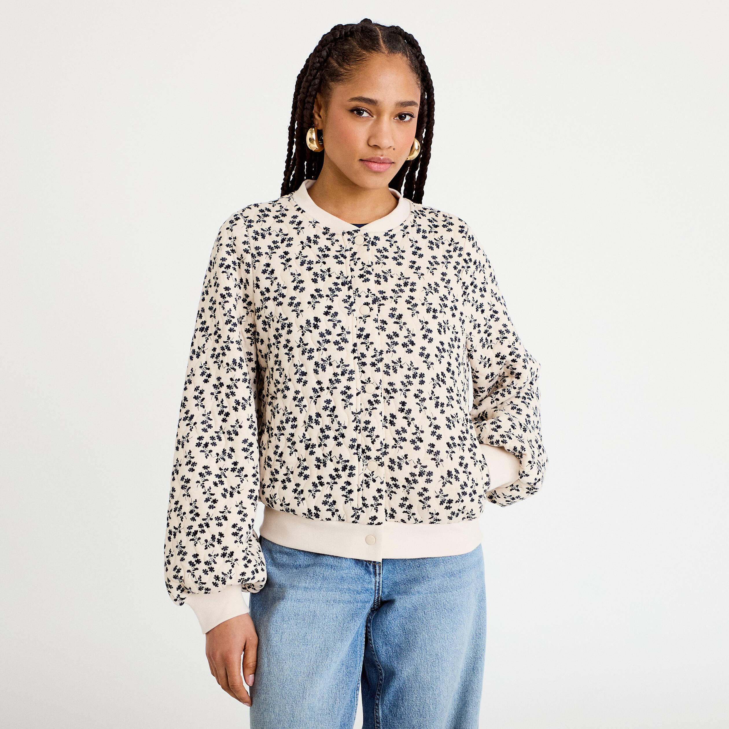 Bomber manches longues blanc femme