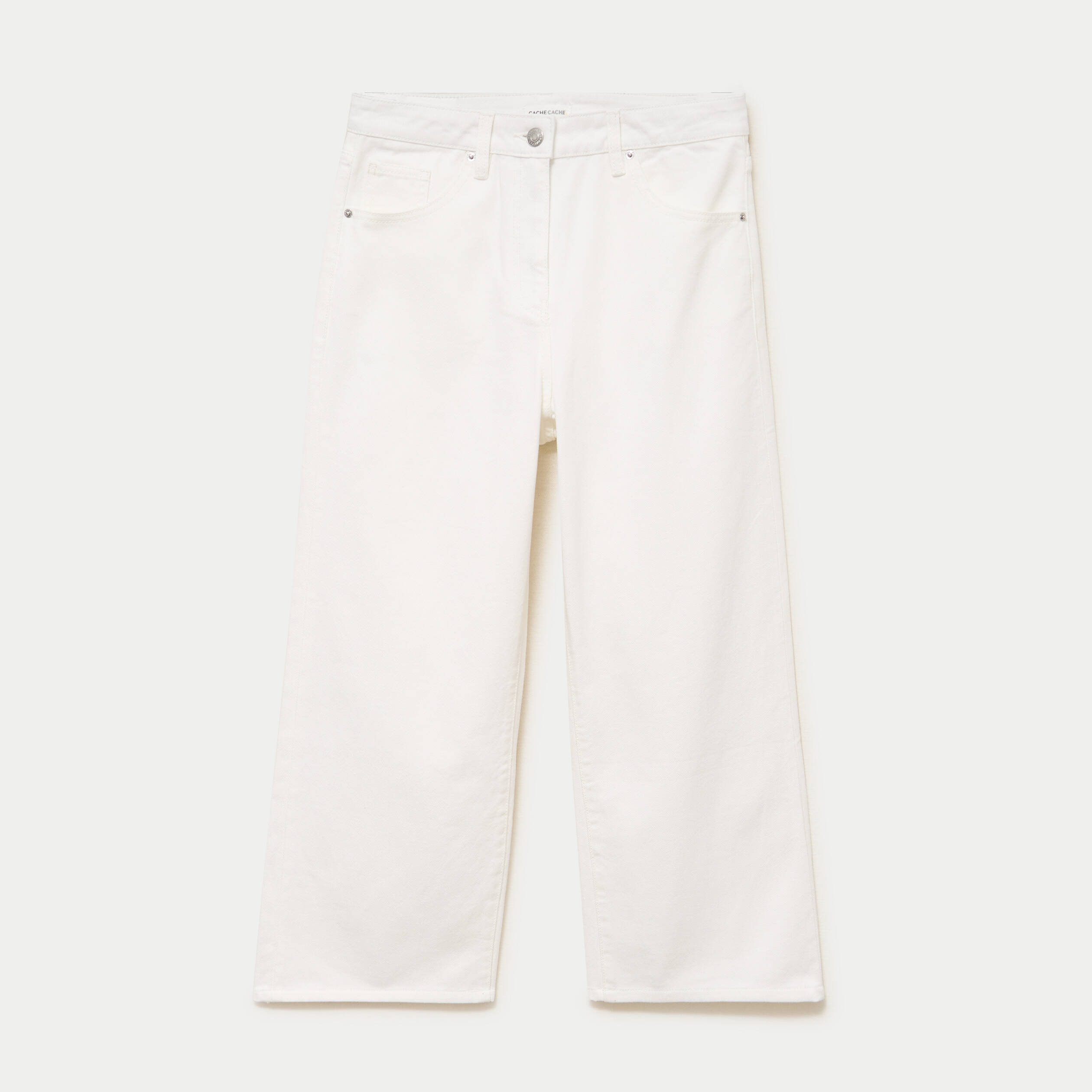 Jean bootcut cropped taille haute ecru femme