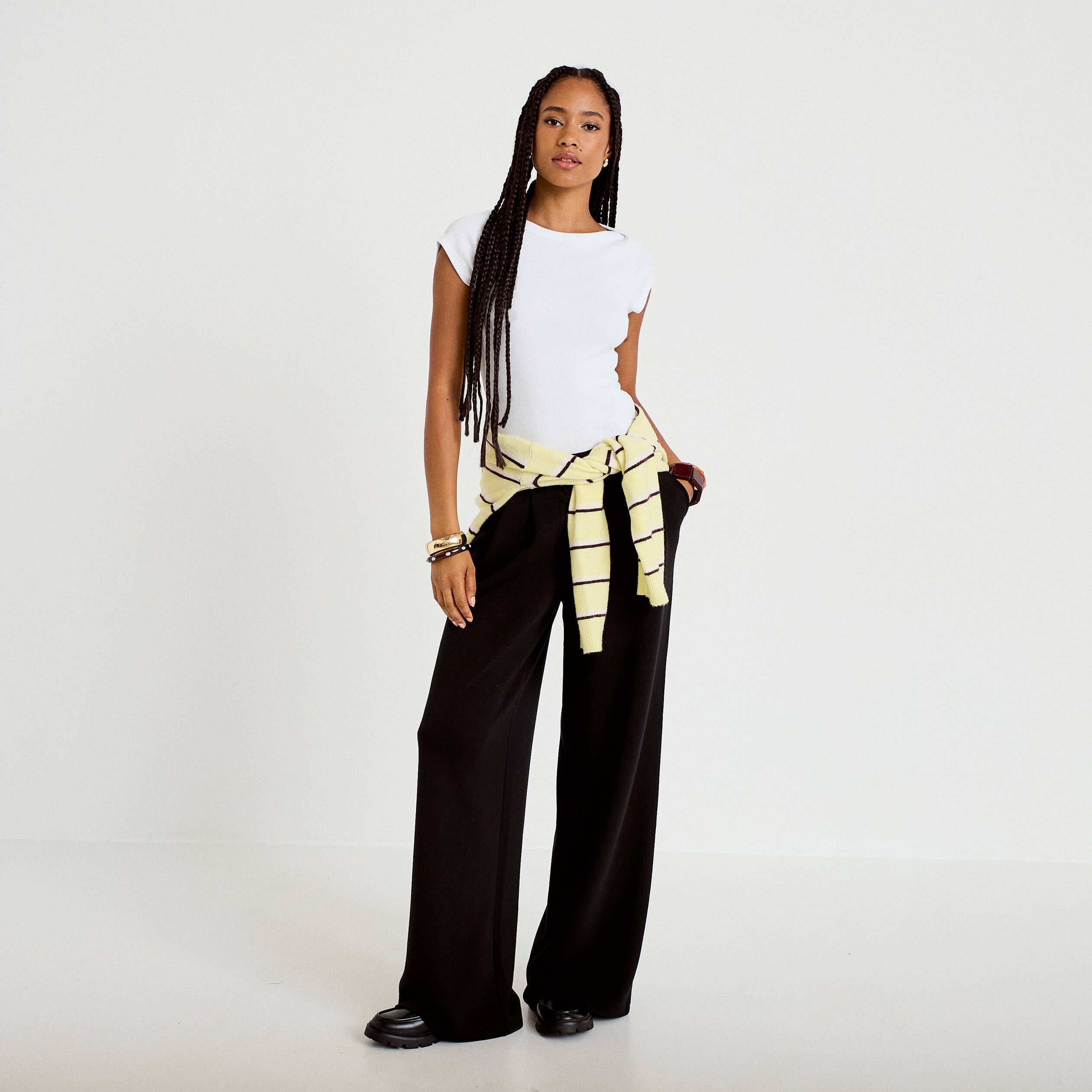 Pantalon bootcut taille standard noir femme