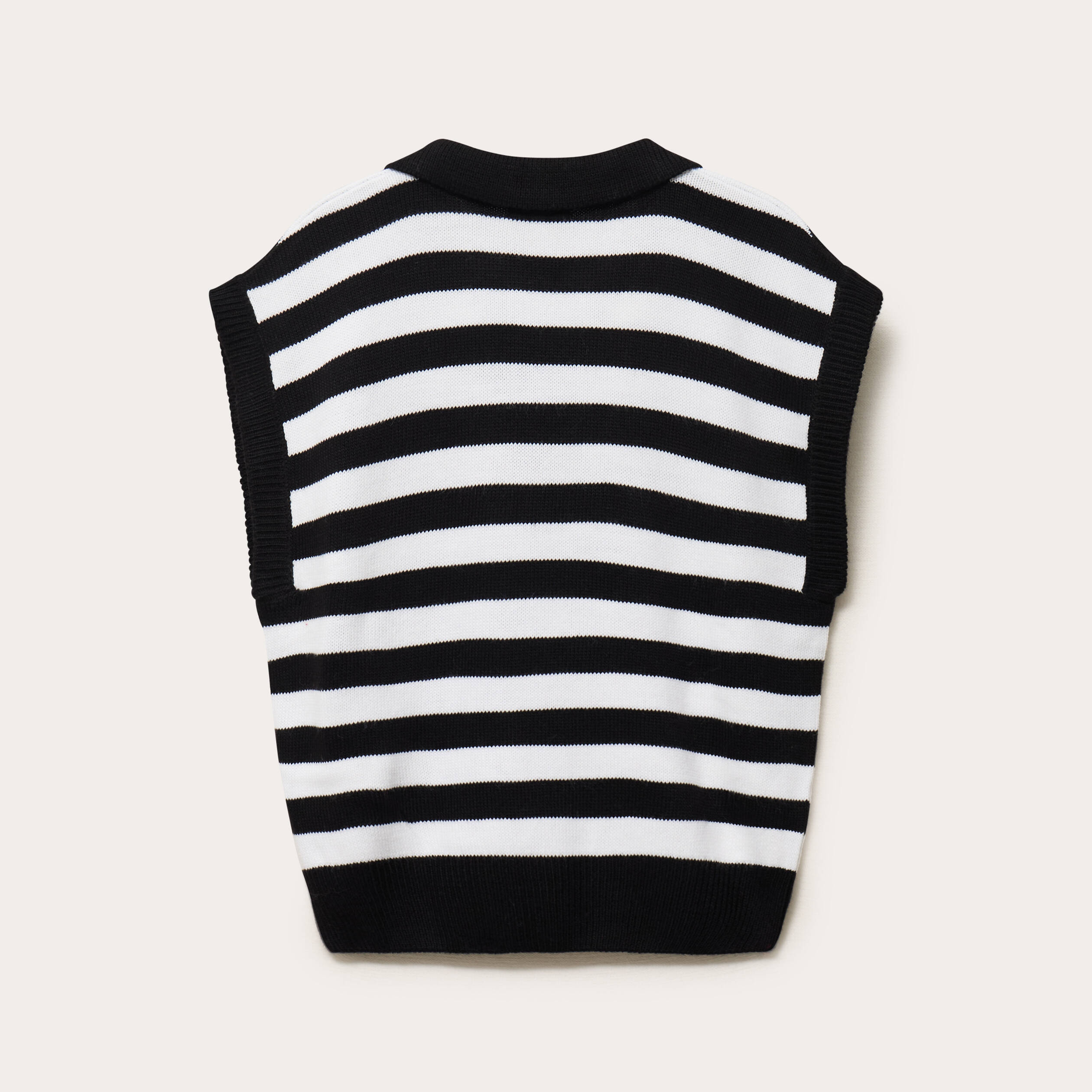 Pull sans manches col chemise noir femme
