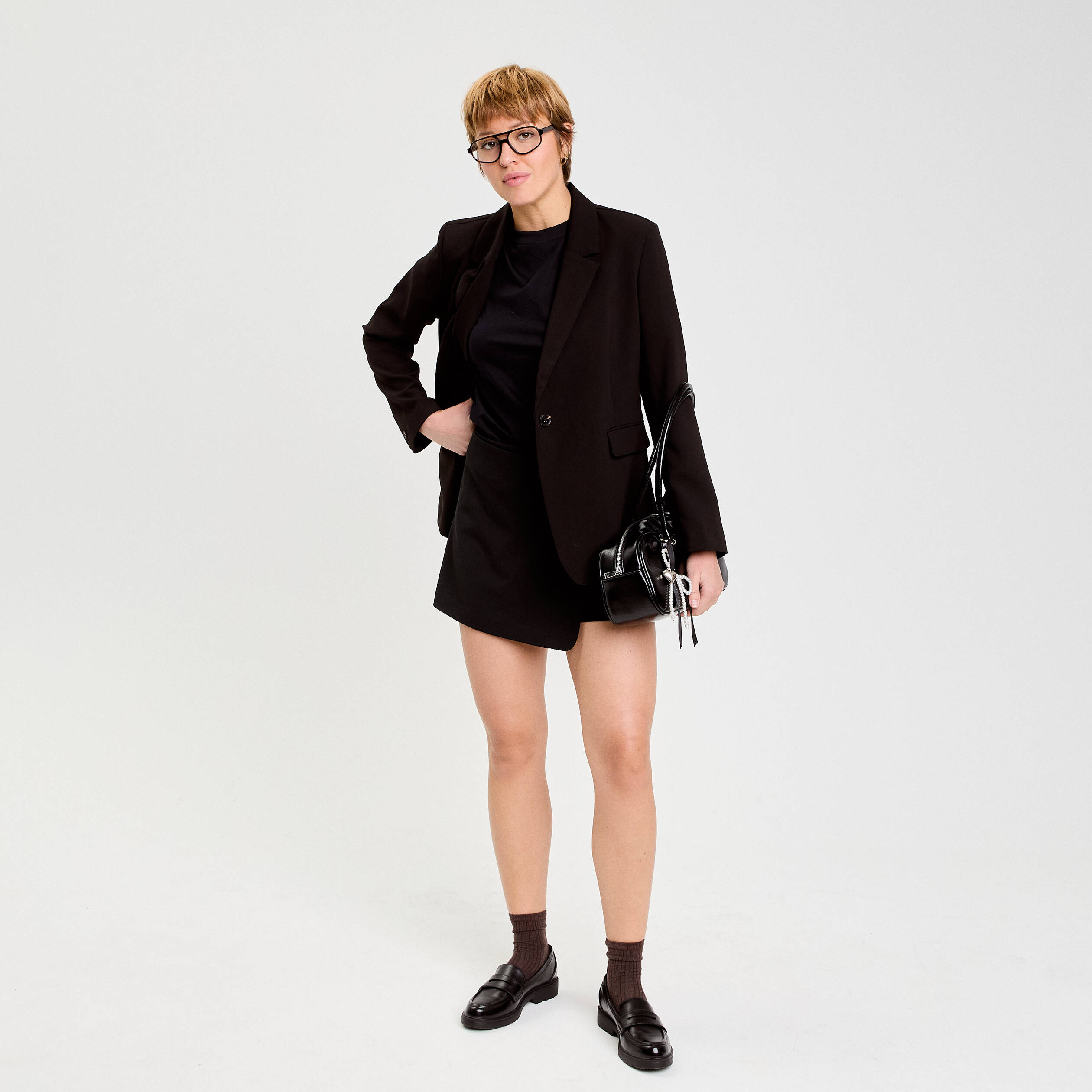 Jupe-short trap&egrave;ze courte noir femme