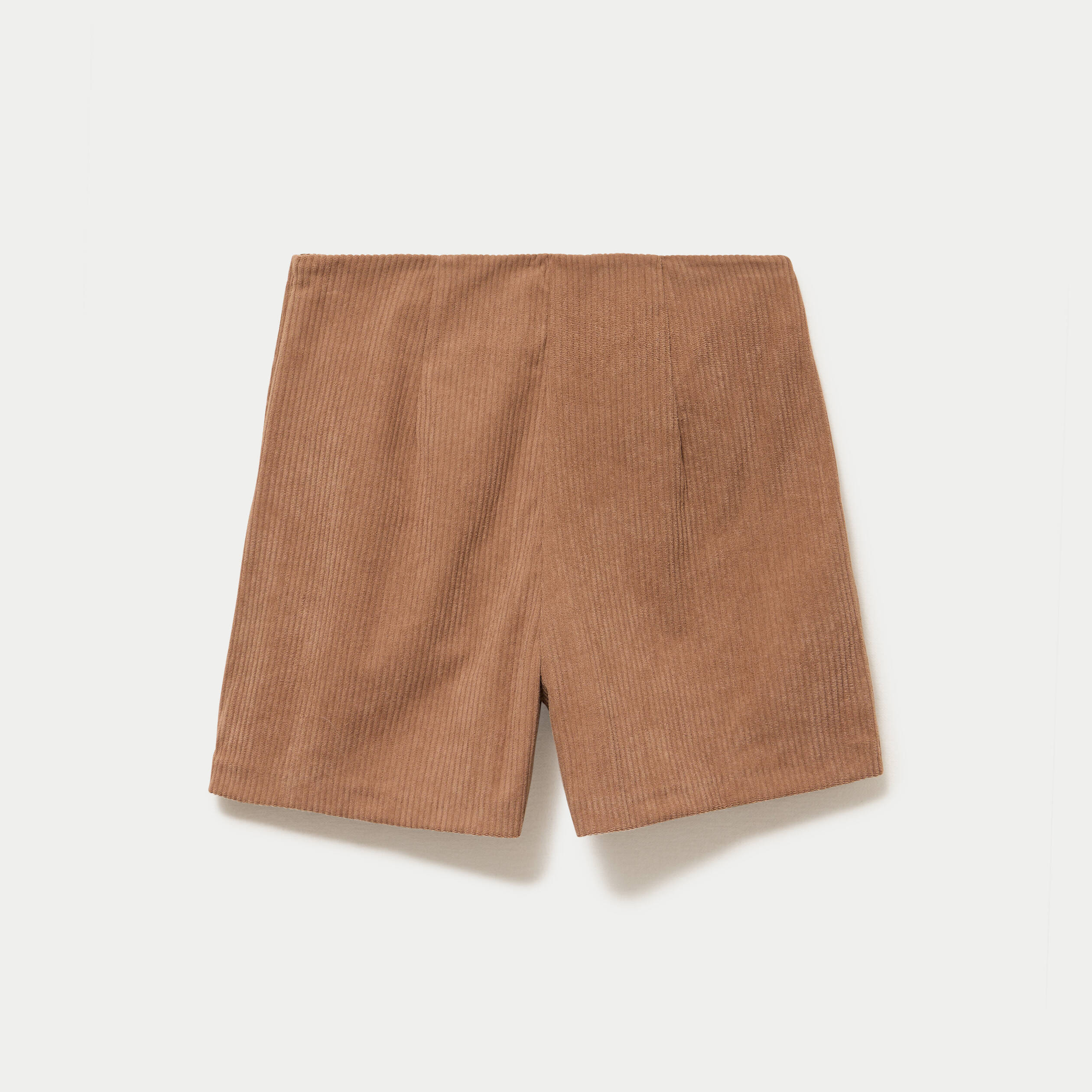 Jupe courte trap&egrave;ze en velours camel femme