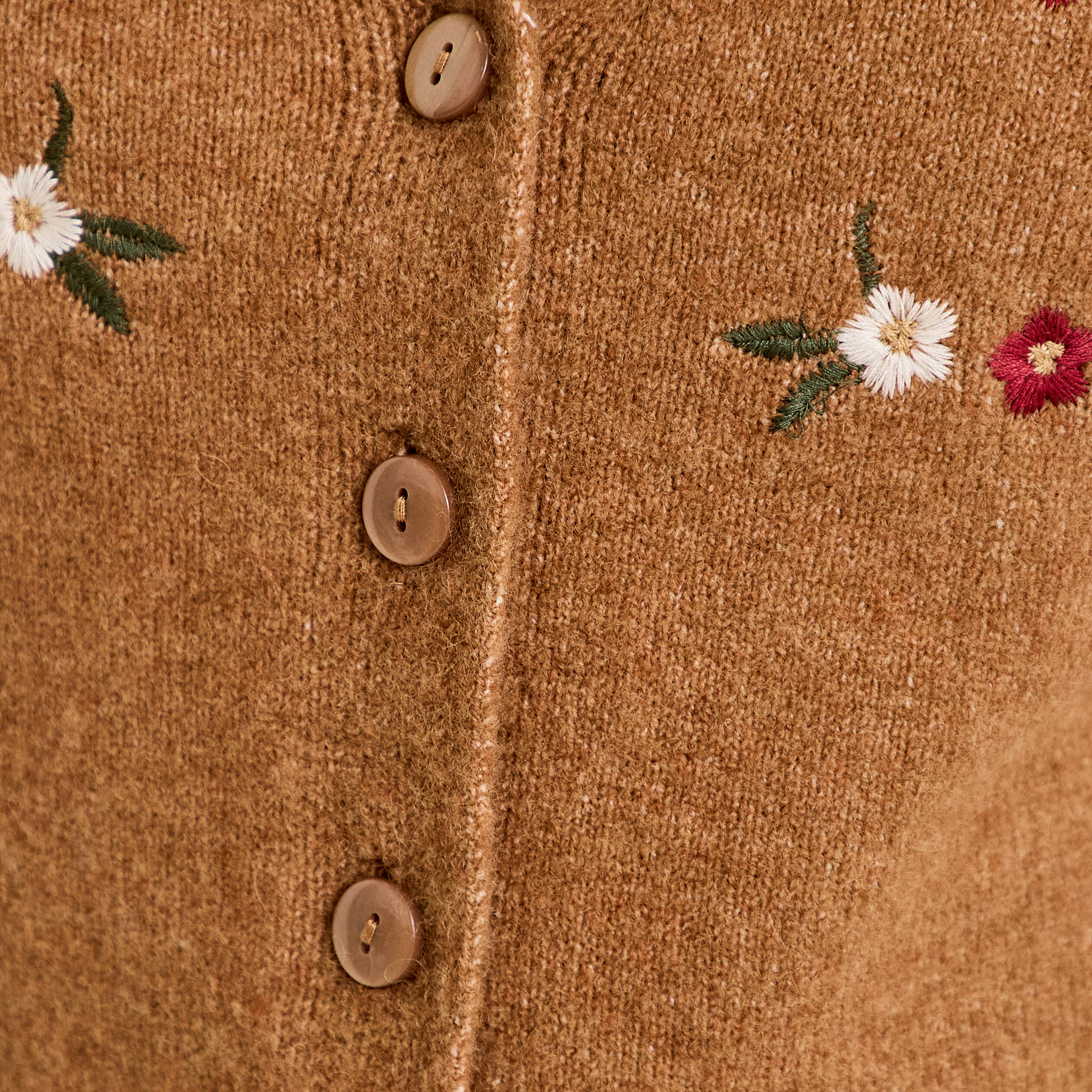 Gilet sans manches col v broderie marron femme