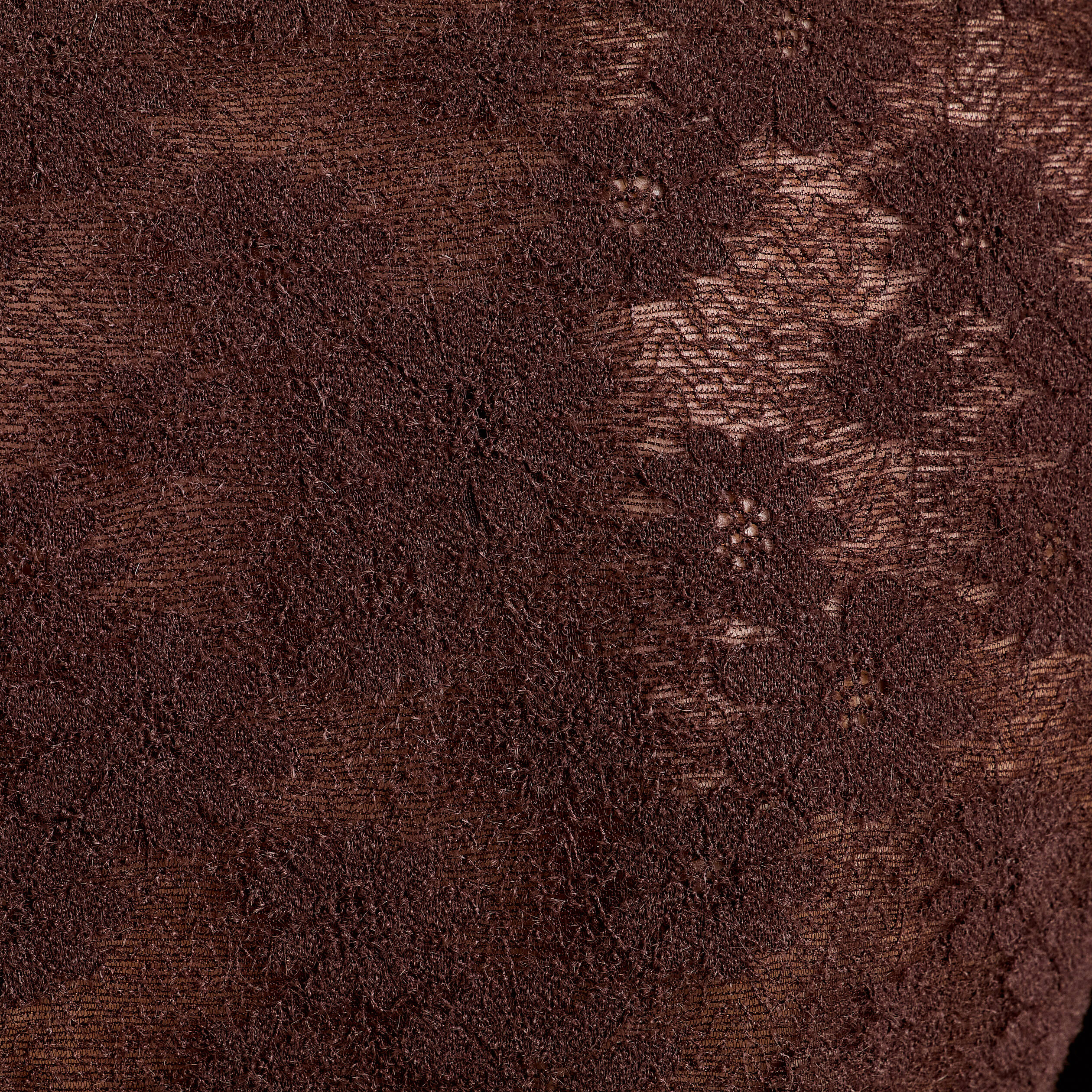 Blouse ajour&eacute;e manches longues marron fonc&eacute; femme