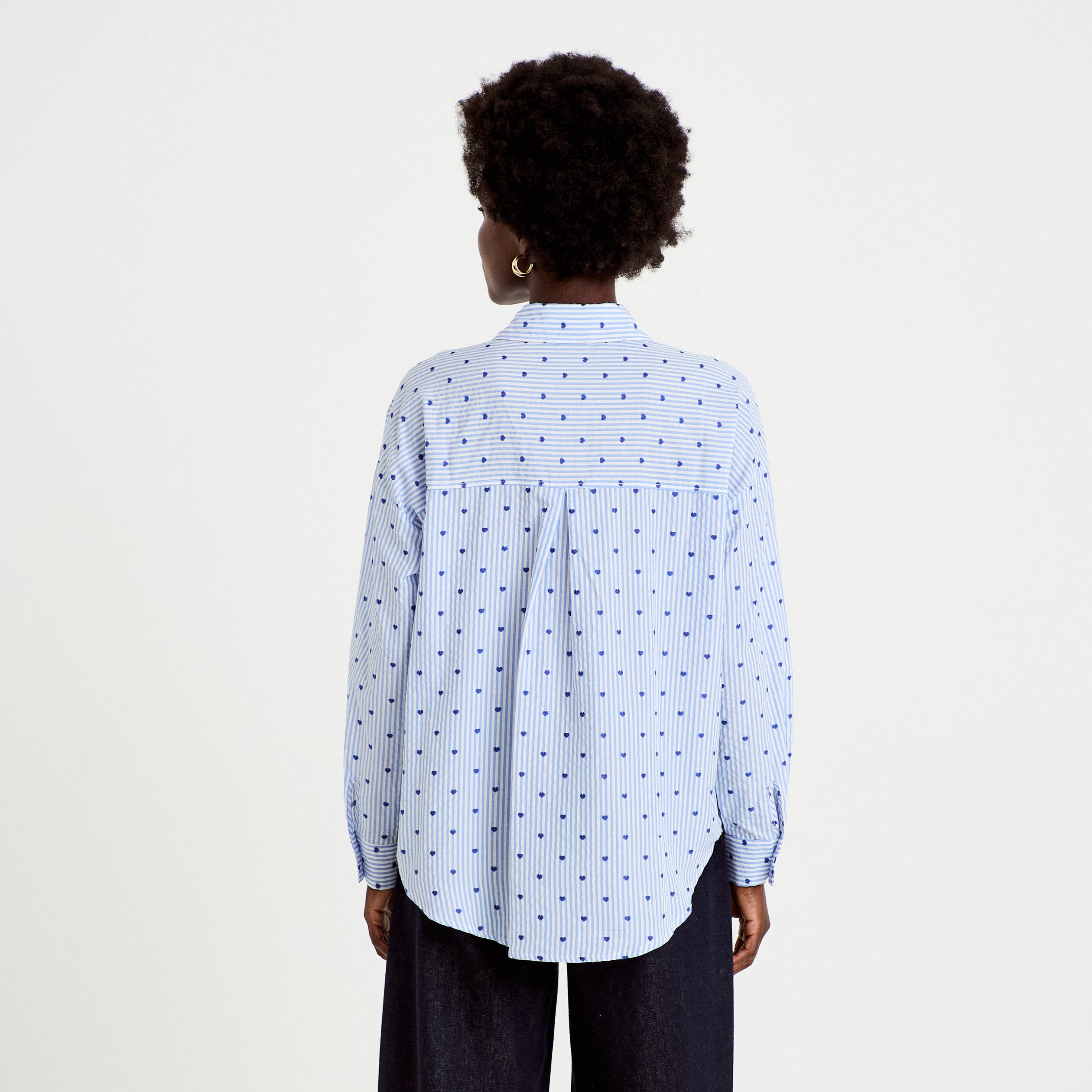 Chemise oversize manches longues bleu femme