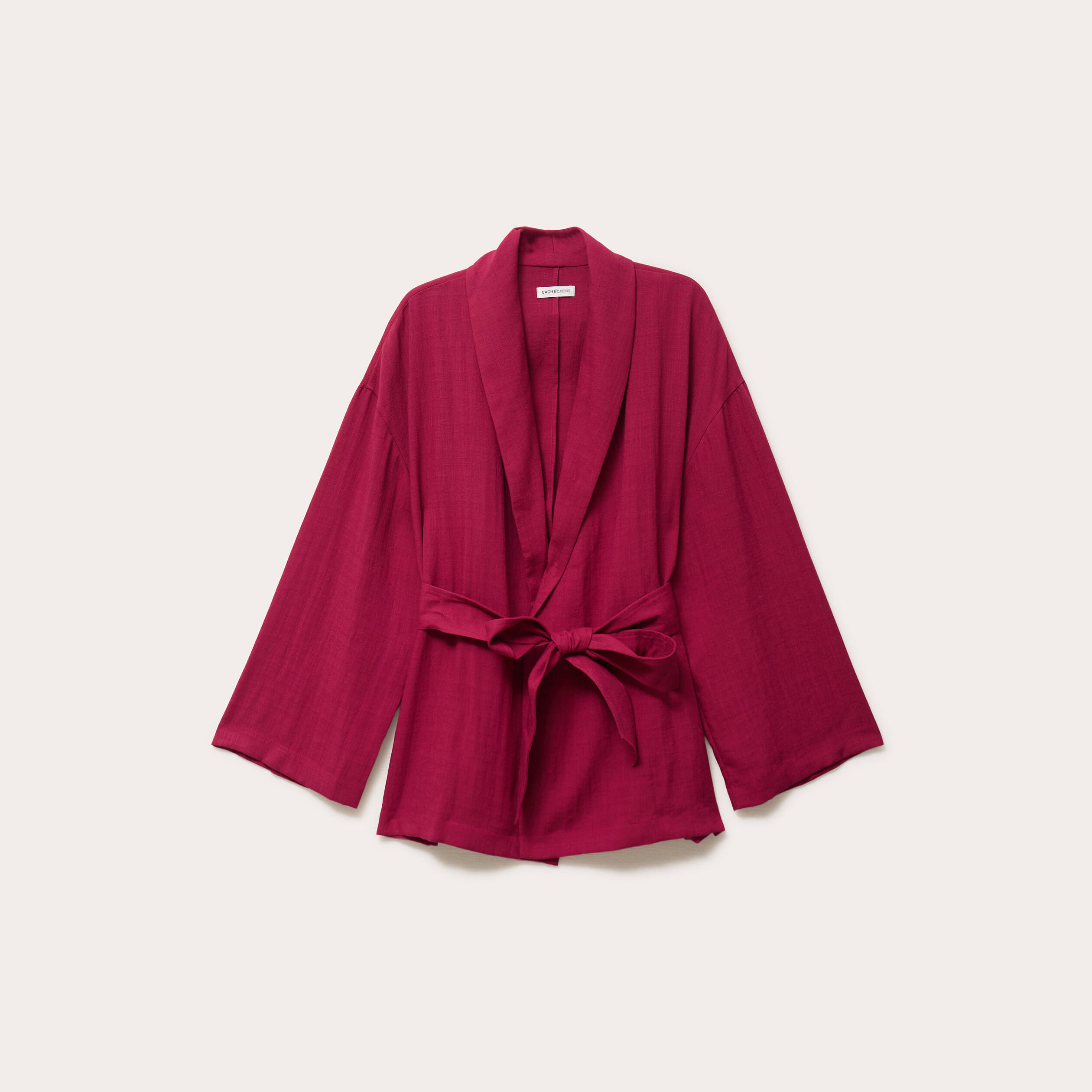 Kimono col tailleur manches longues rouge femme