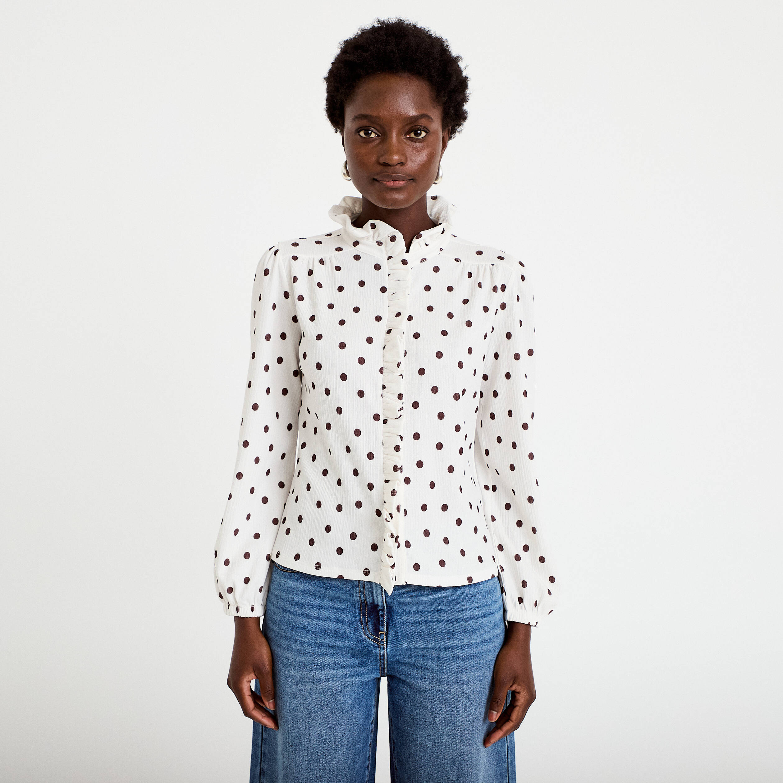 Blouse manches longues blanc femme