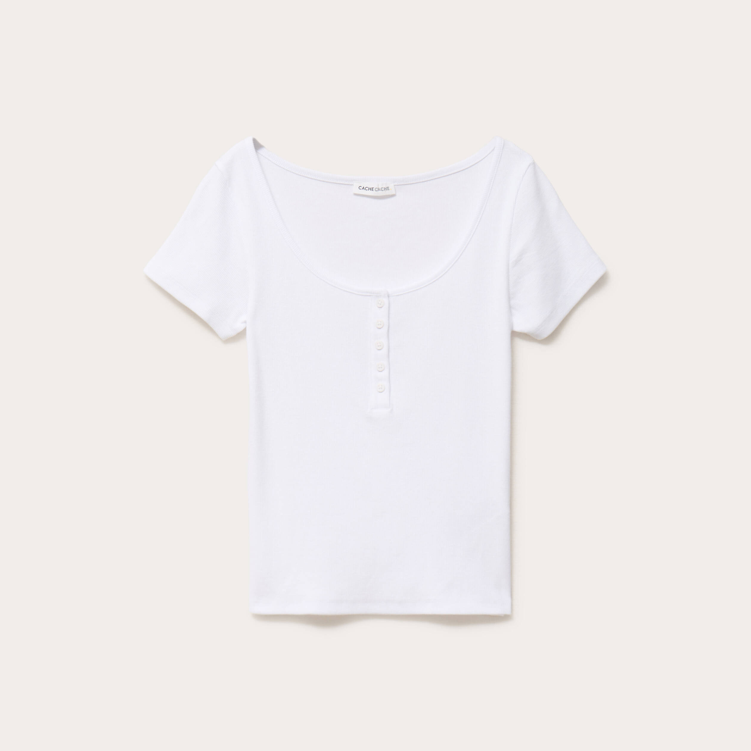 T-shirt c&ocirc;tel&eacute; blanc femme