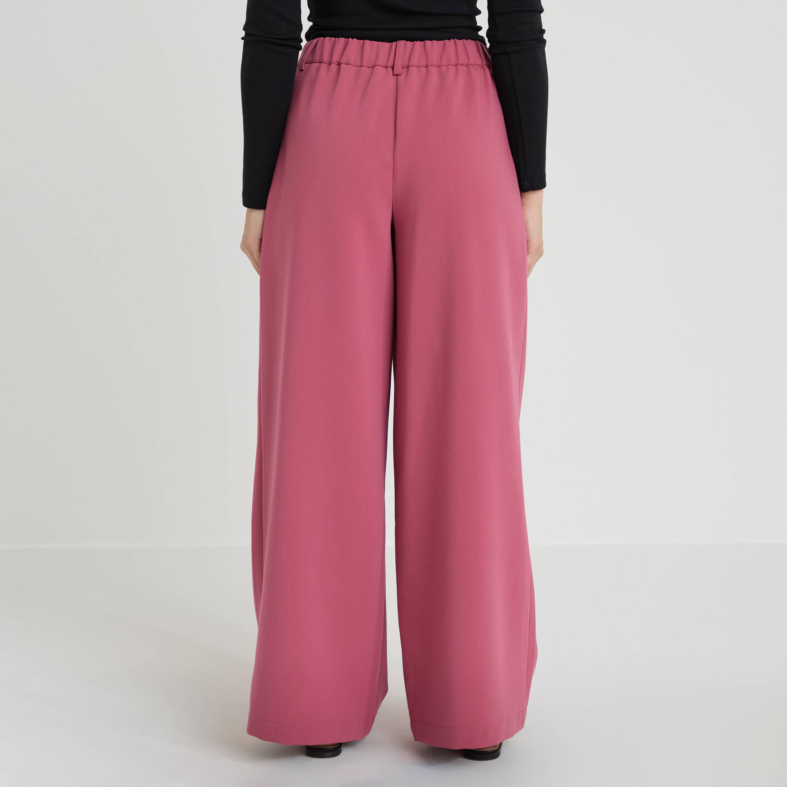 Pantalon large fluide vieux rose femme