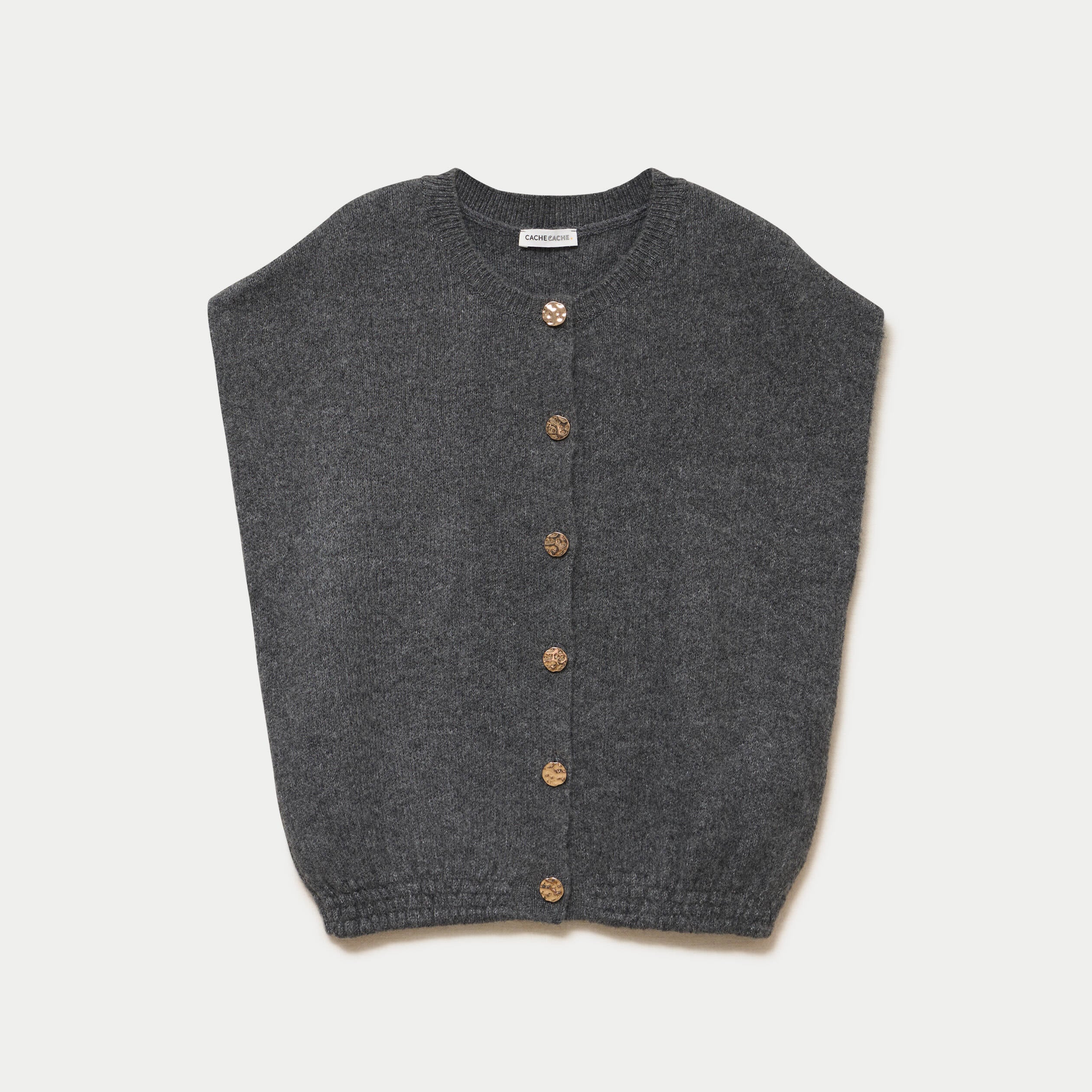 Gilet ample sans manches gris fonc&eacute; femme