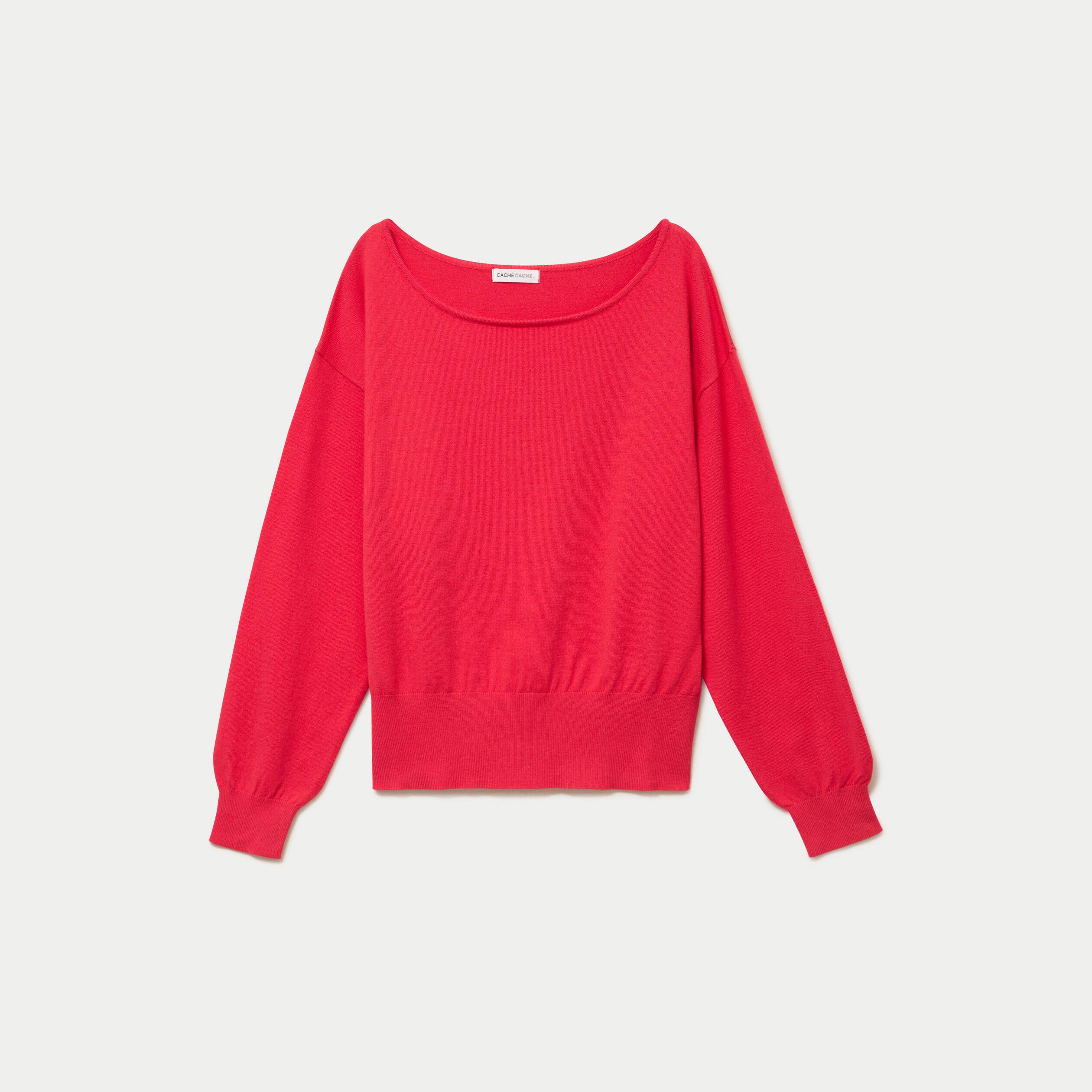 Pull ample manches longues fin rouge femme