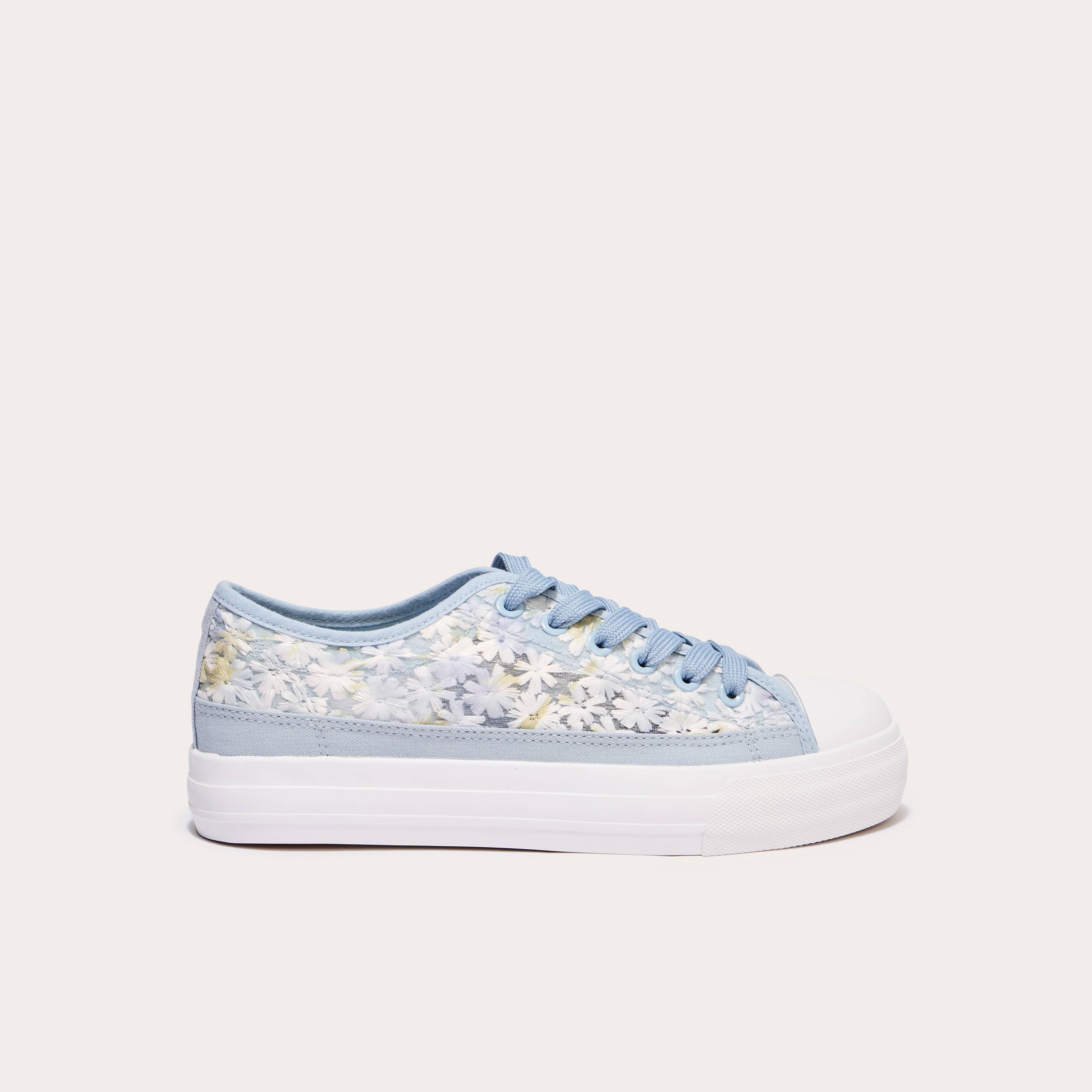 Basket plates en dentelle bleu clair femme
