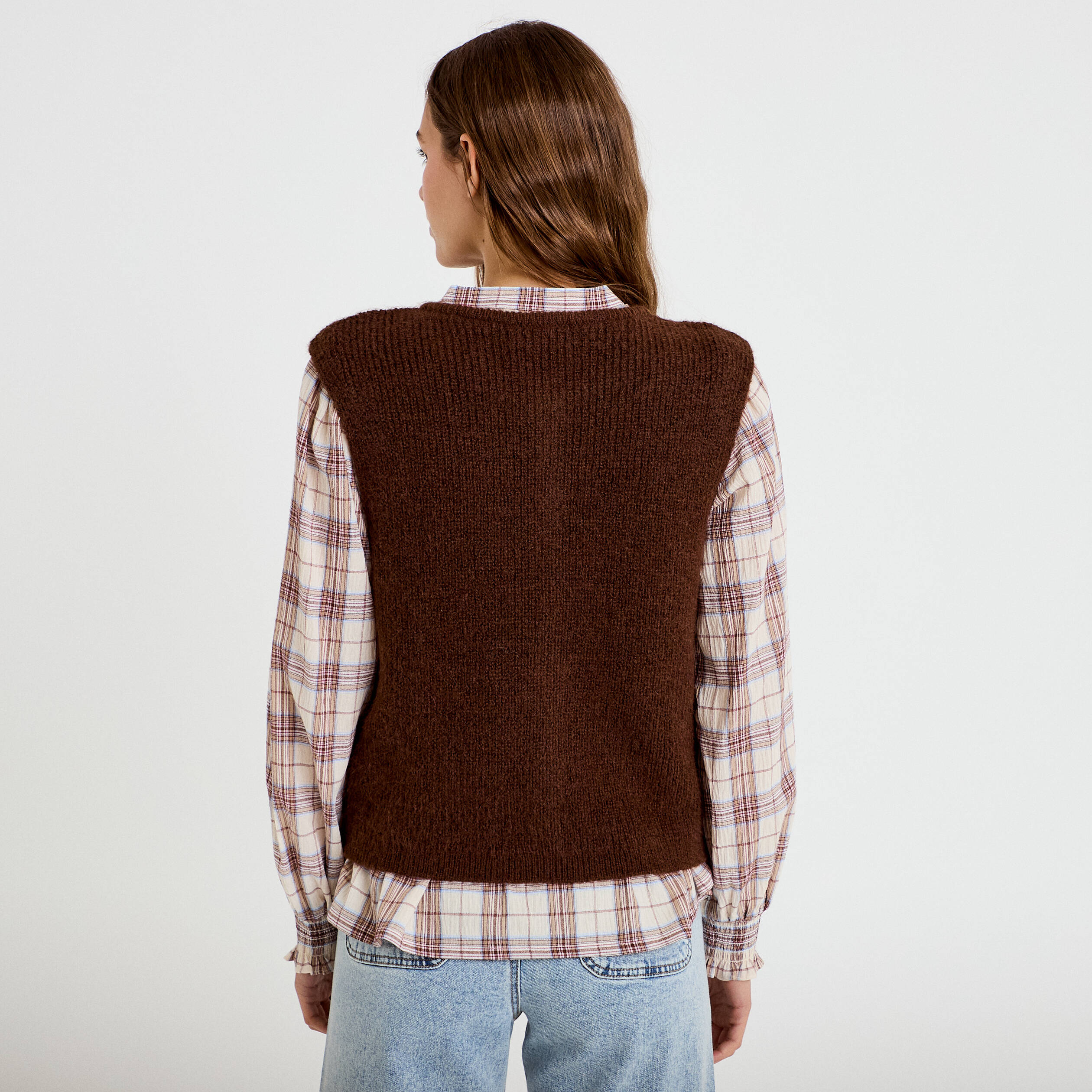 Gilet sans manches marron fonc&eacute; femme