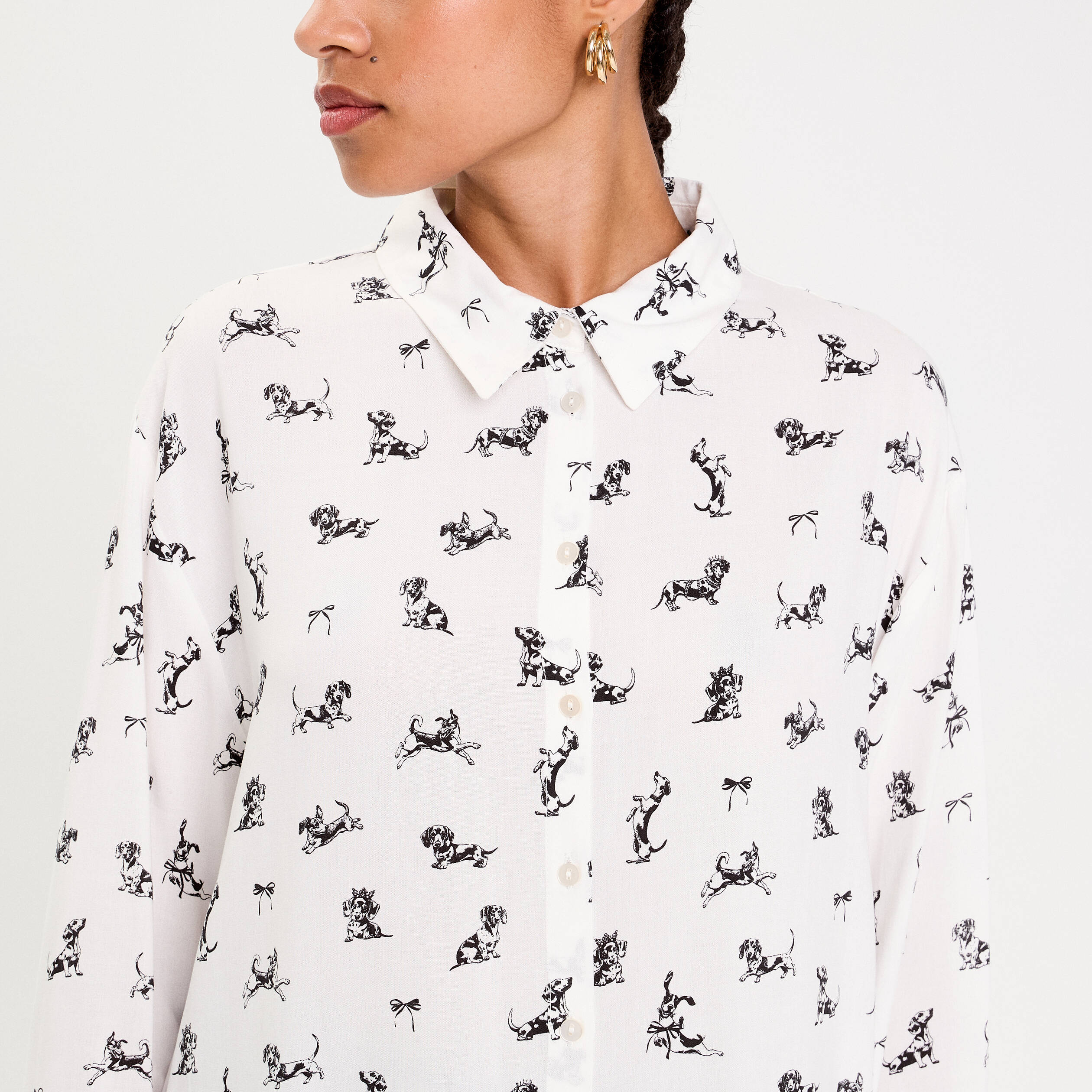 Chemise droite longue blanc femme