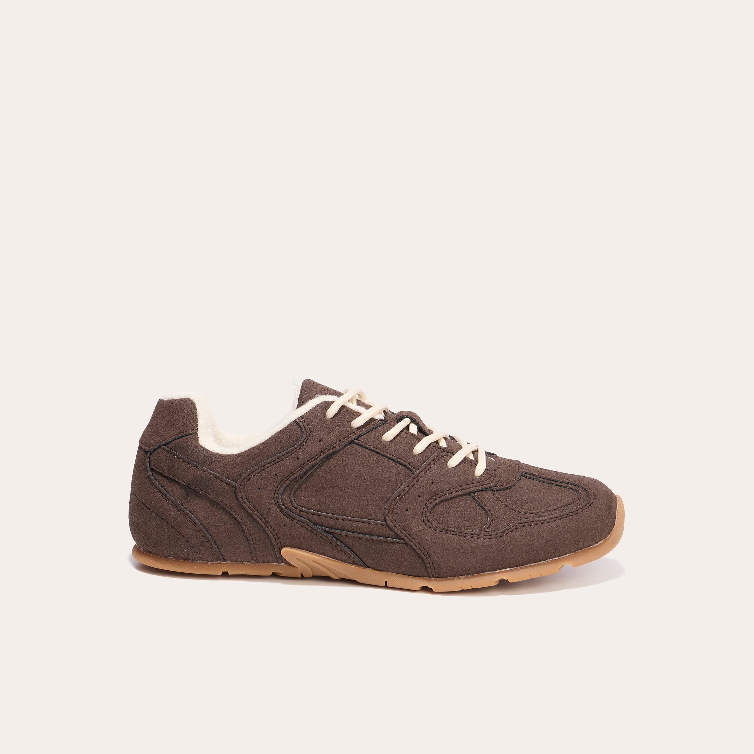 Baskets basses aspect daim marron femme