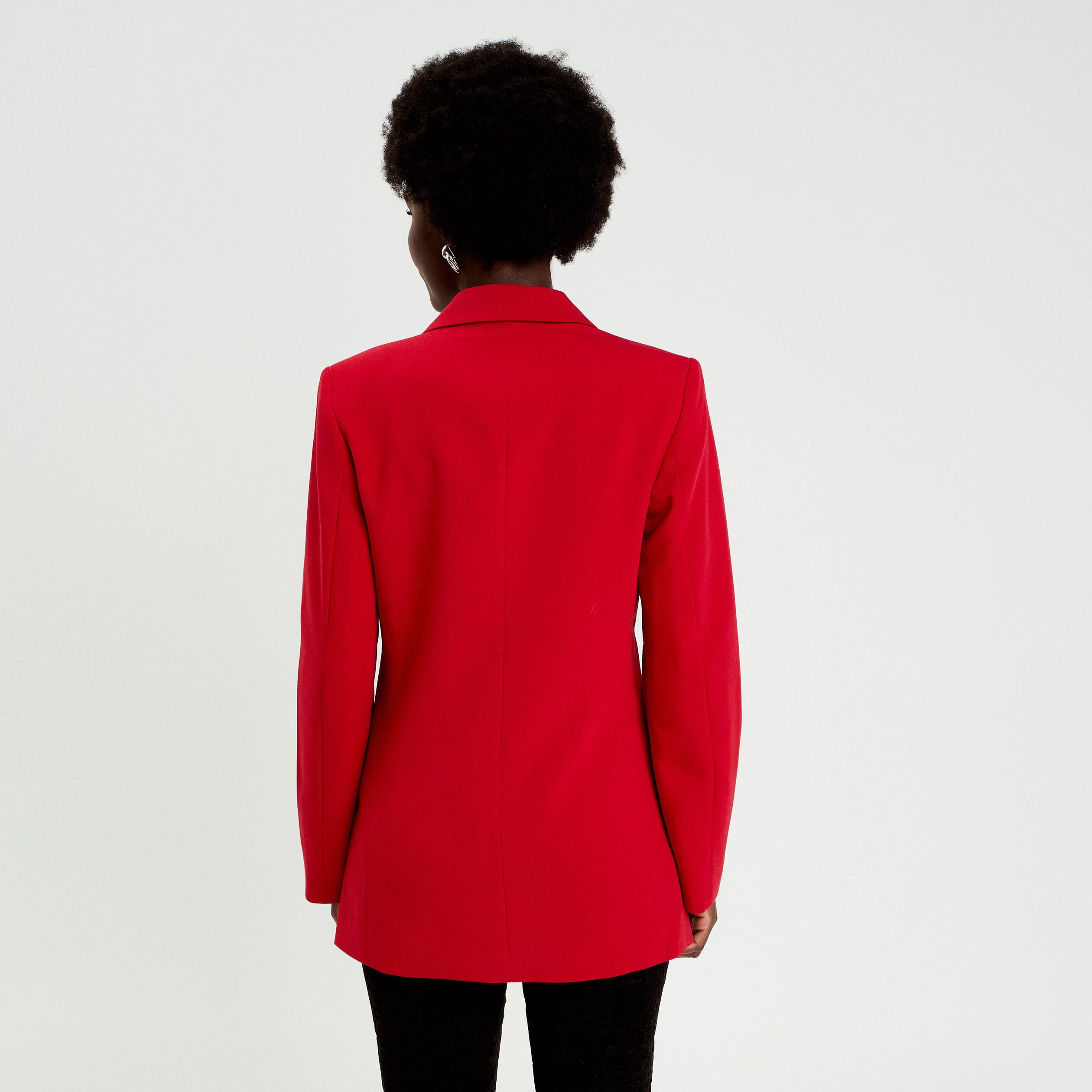 Blazer col tailleur manches longues rouge femme