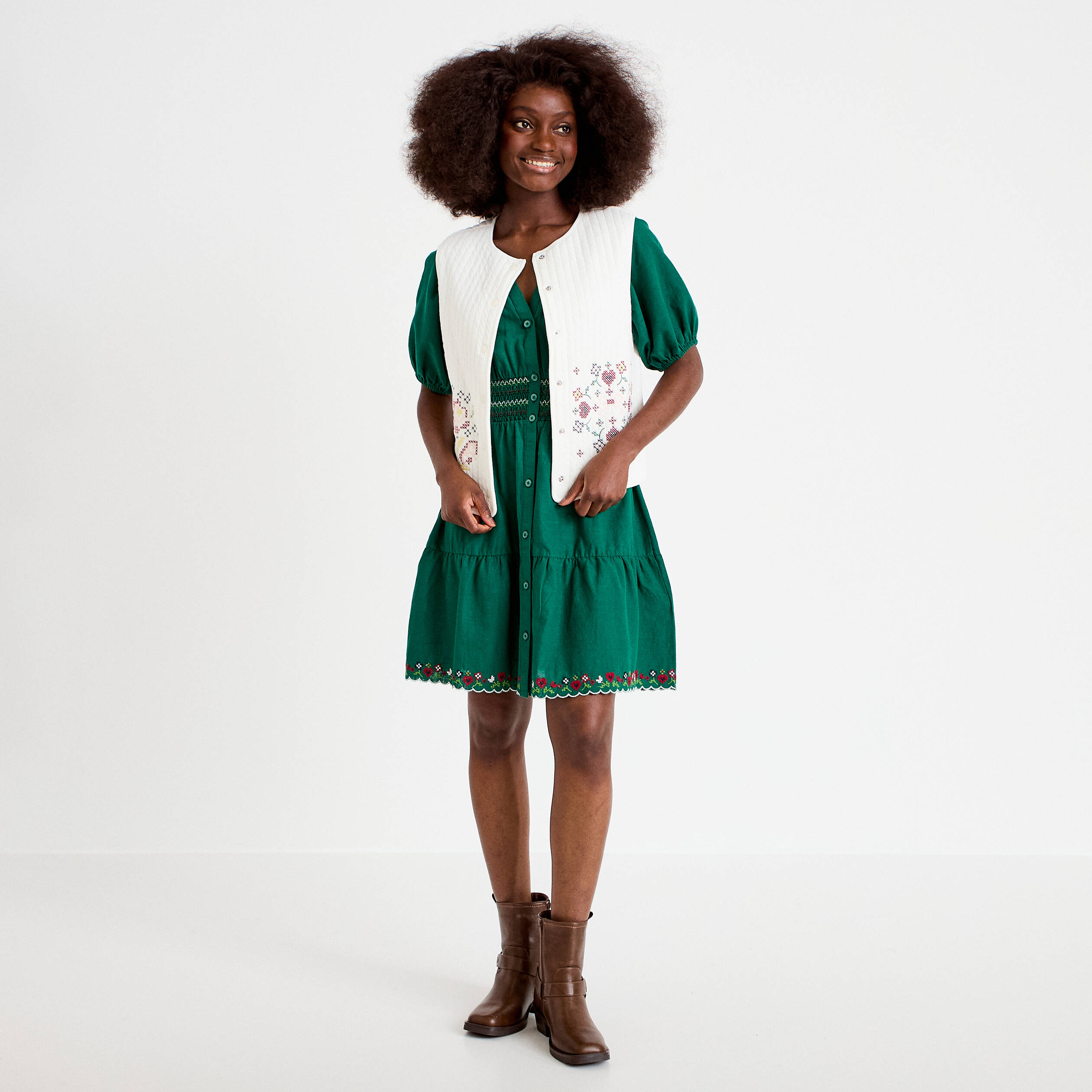 Veste oversize sans manches ecru femme