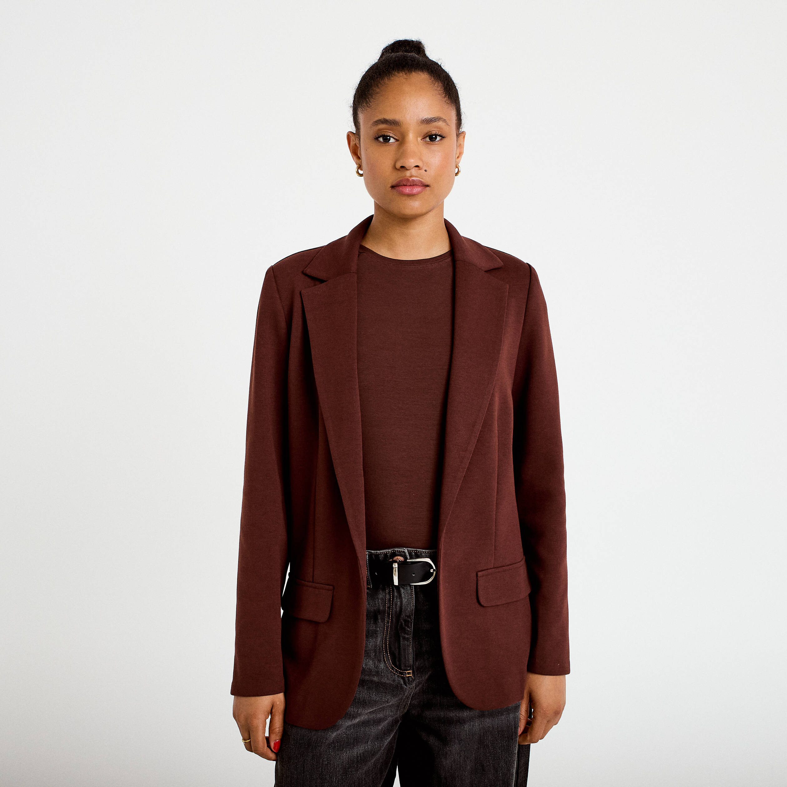 T-shirt manches courtes marron femme