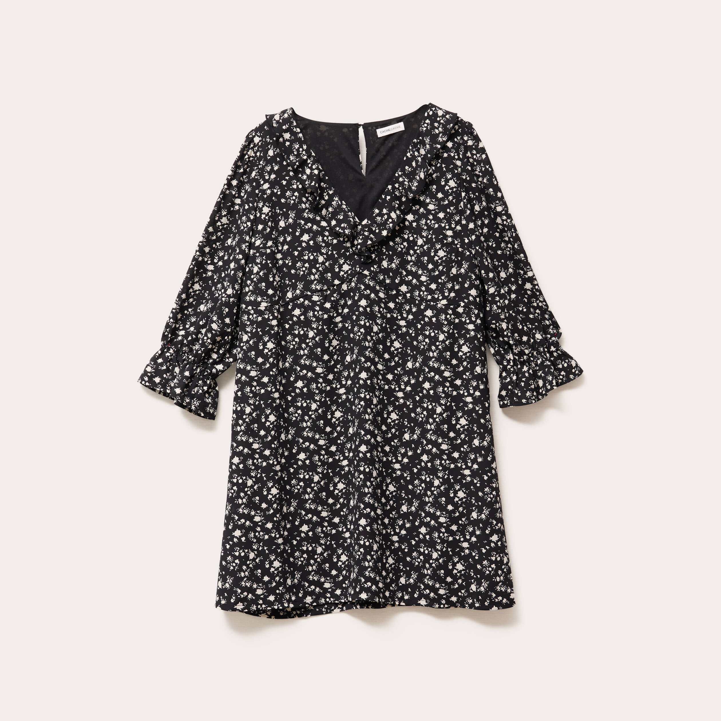 Robe droite manches 3/4 blanc femme