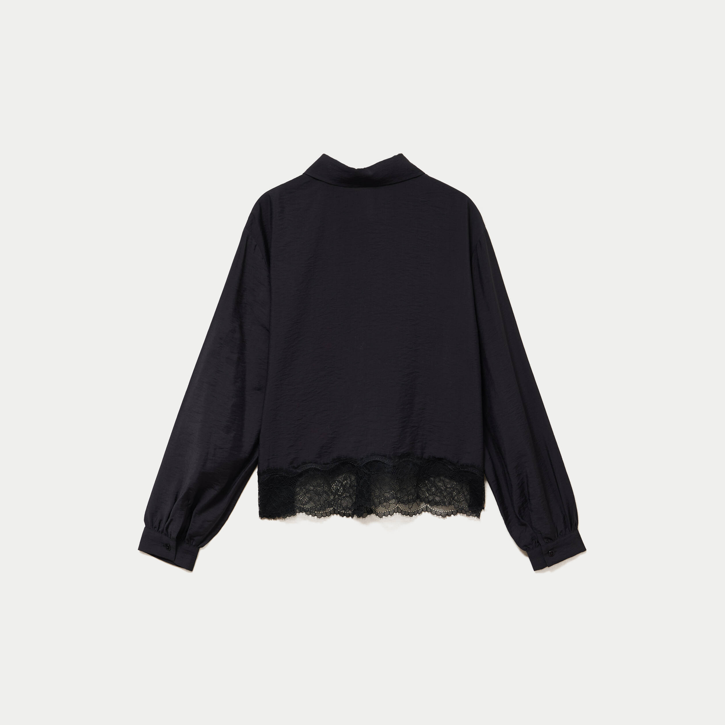 Chemise droite manches longues dentelle noir femme