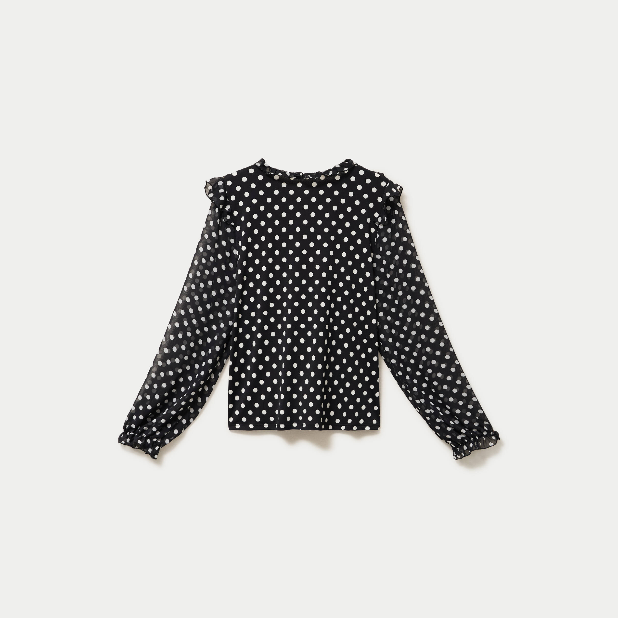 Blouse droite voile manches longues noir femme