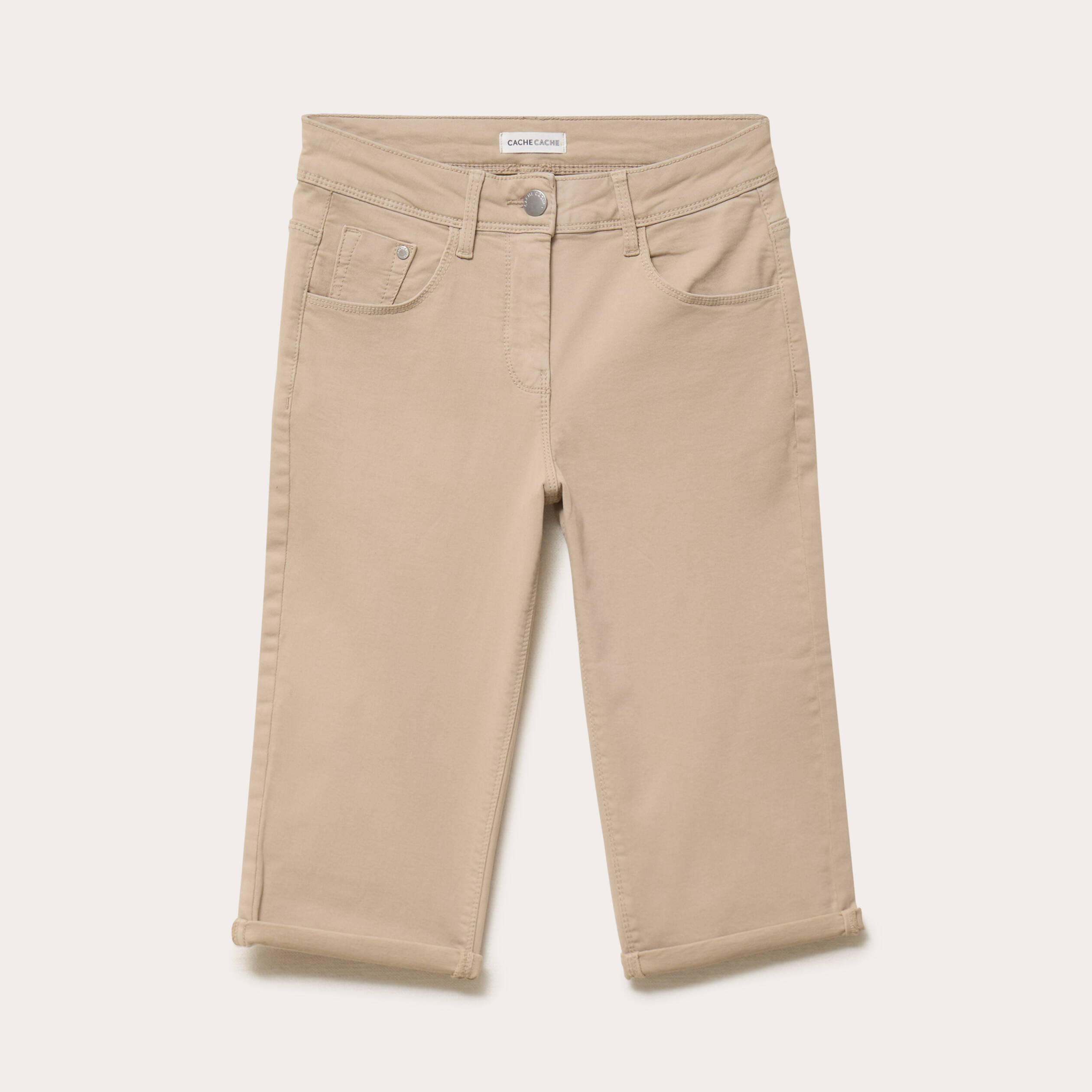 Pantacourt taupe femme