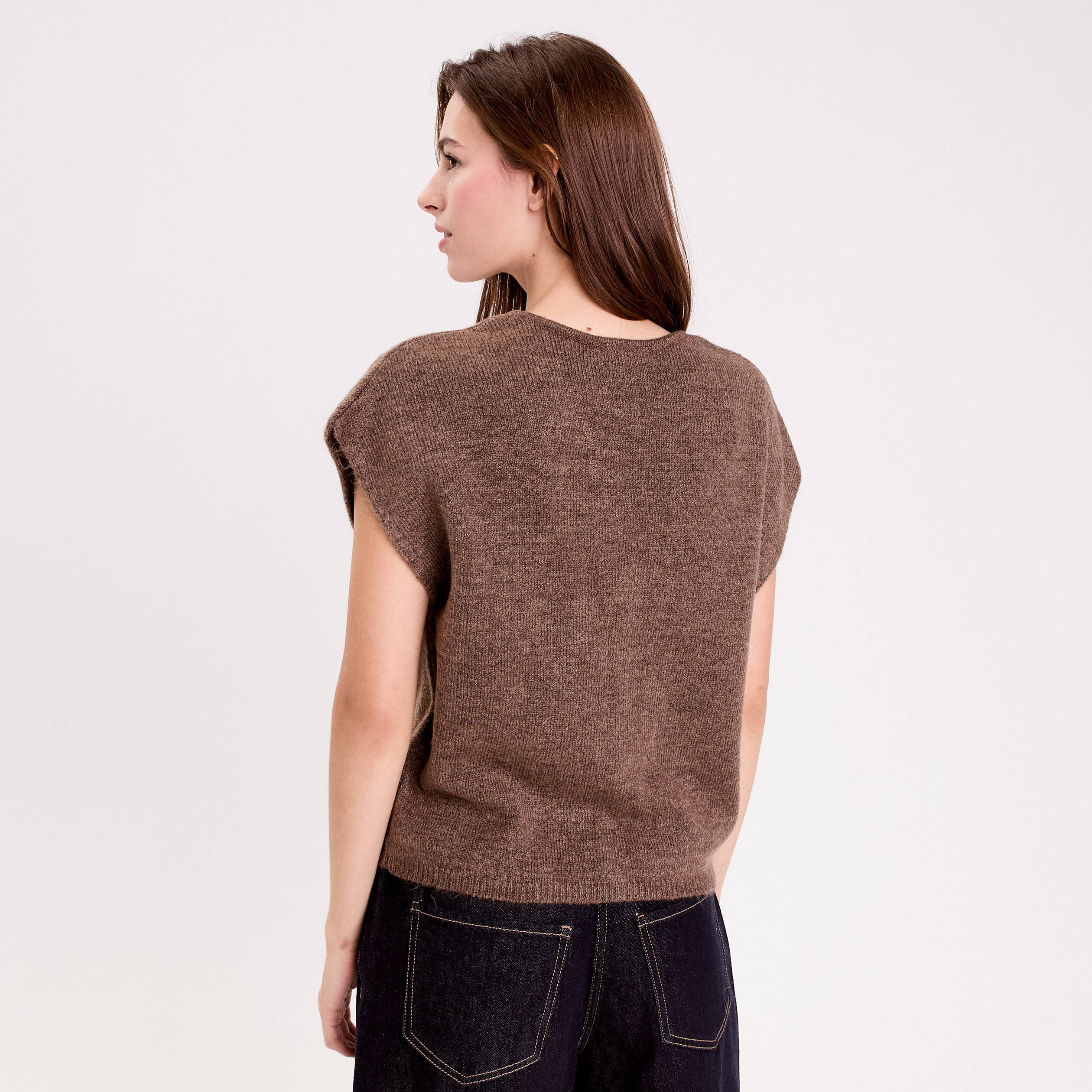 Gilet sans manches marron clair femme