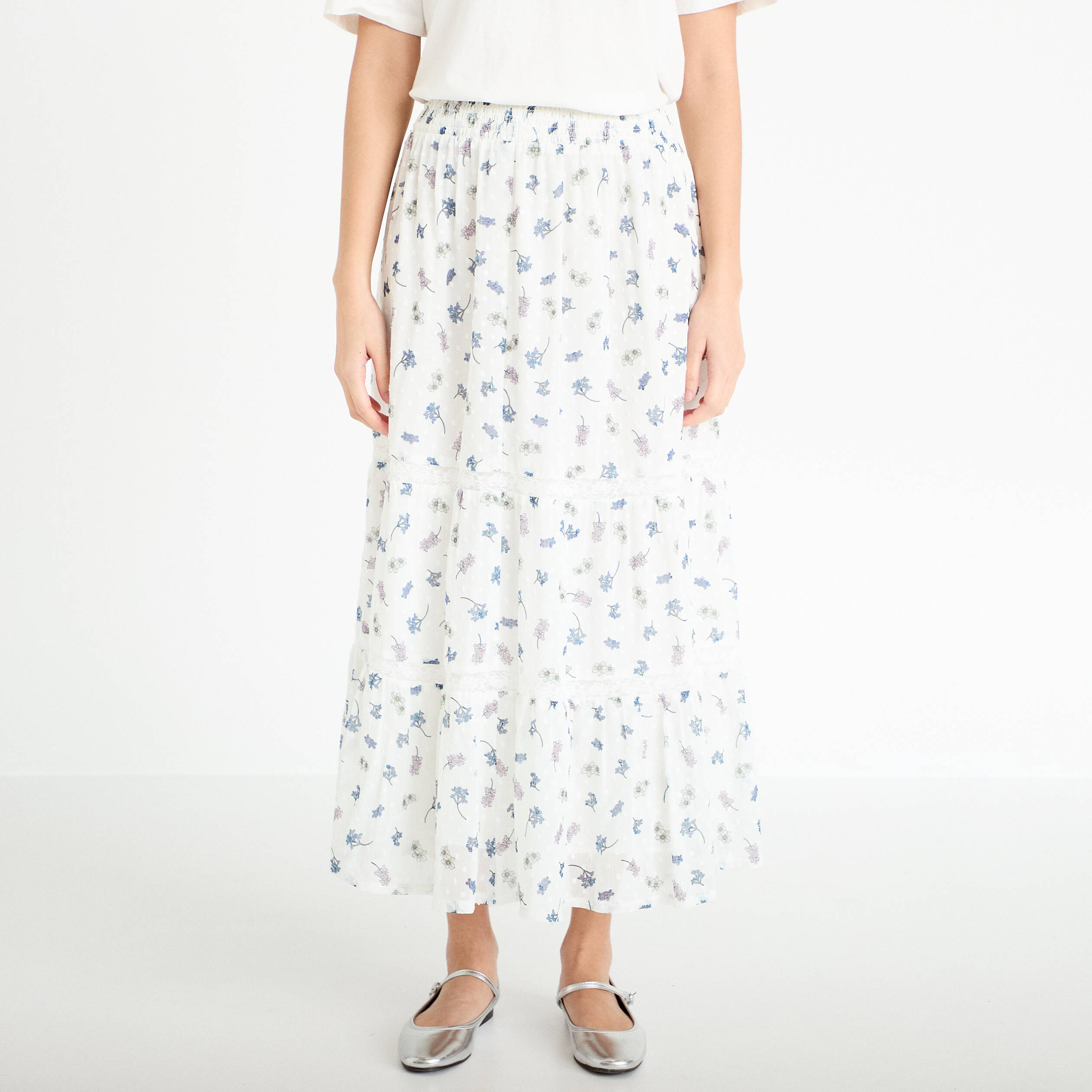 Jupe longue &eacute;vas&eacute;e Bridgerton blanc femme