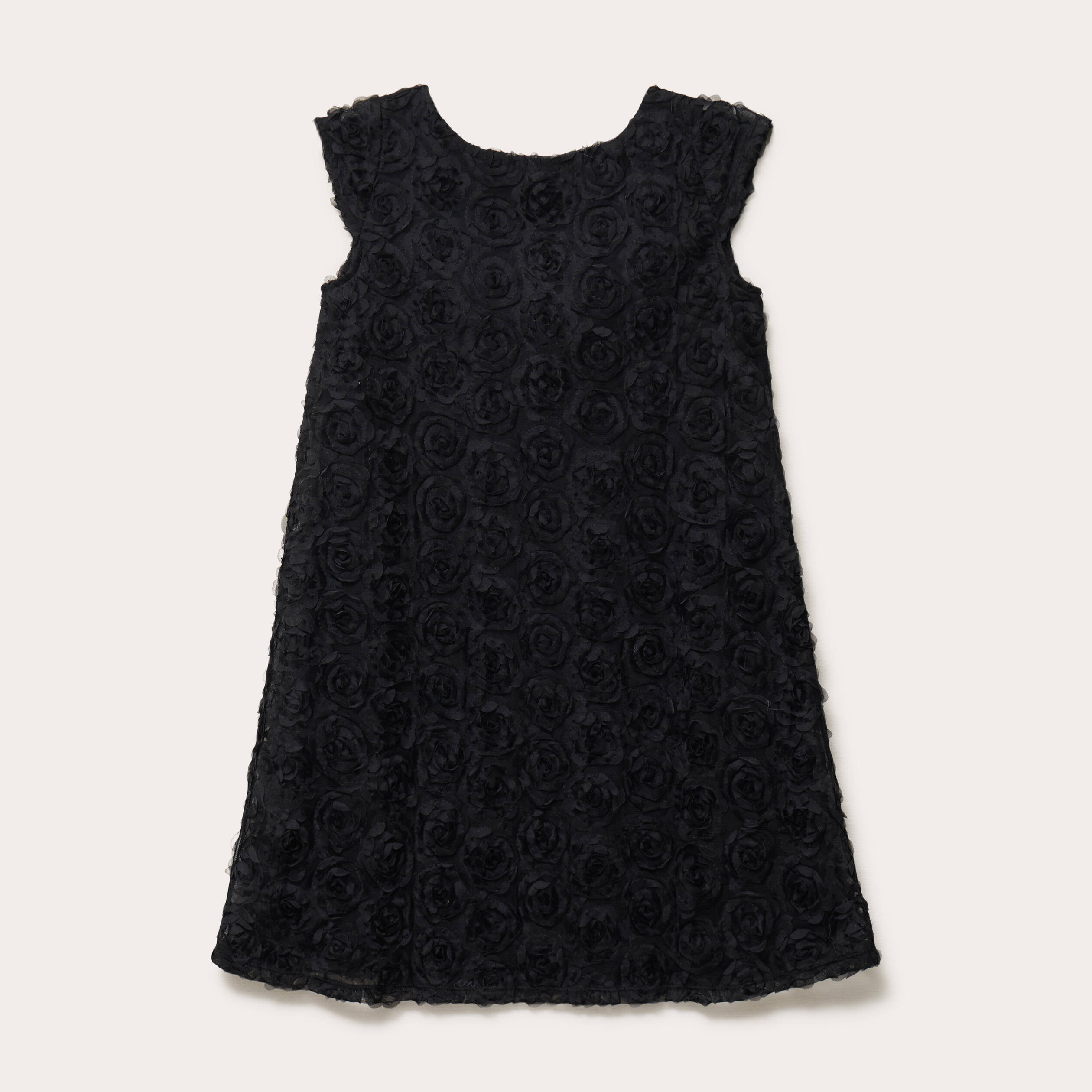 Robe droite motif floral en relief noir femme