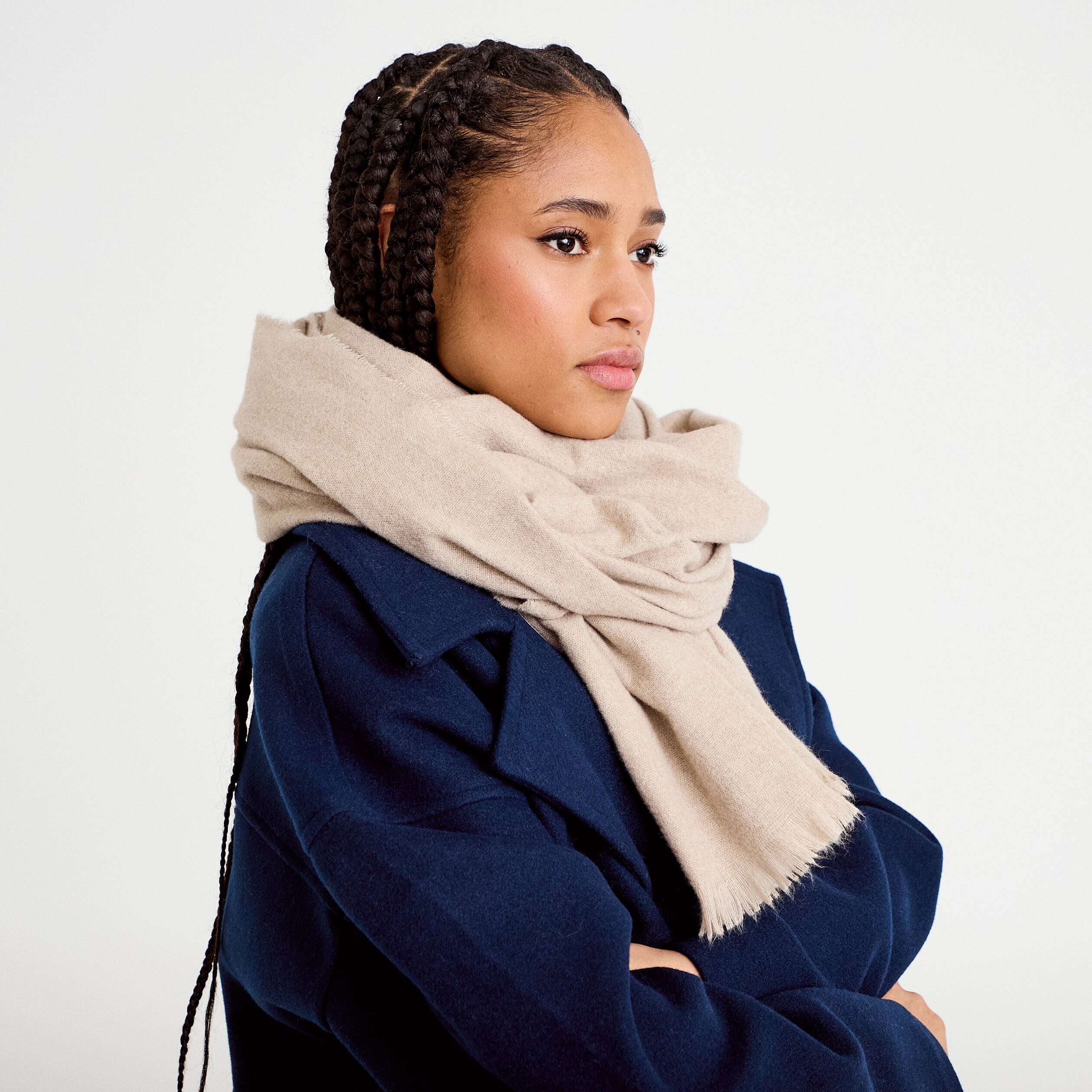 &Eacute;charpe plaid ecru femme