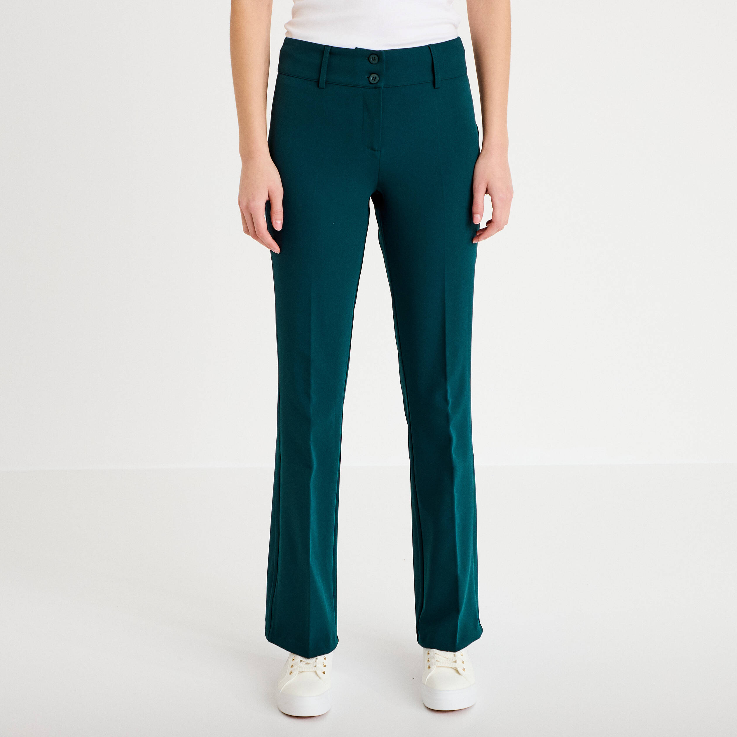 Pantalon flare vert fonc&eacute; femme