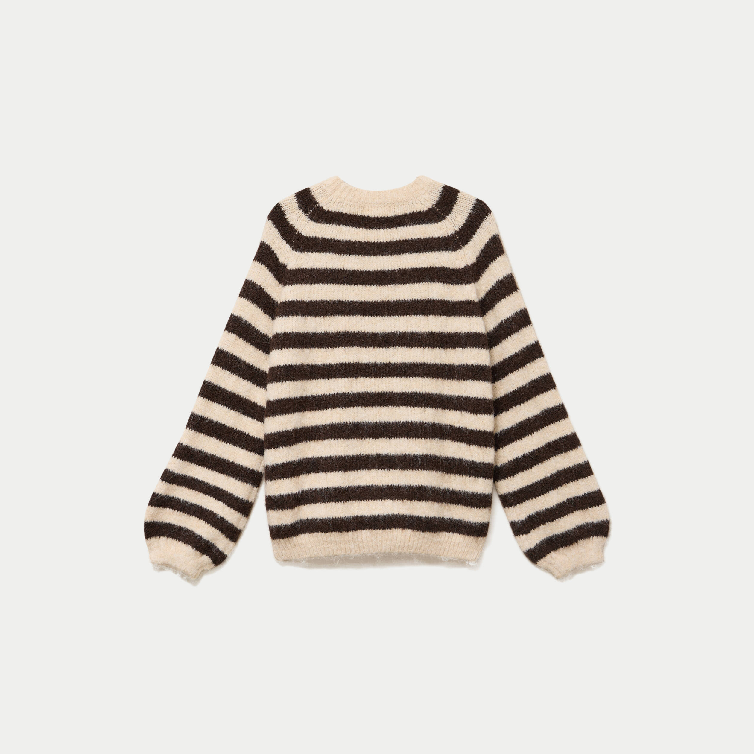 Pull ample col rond manches longues ivoire femme