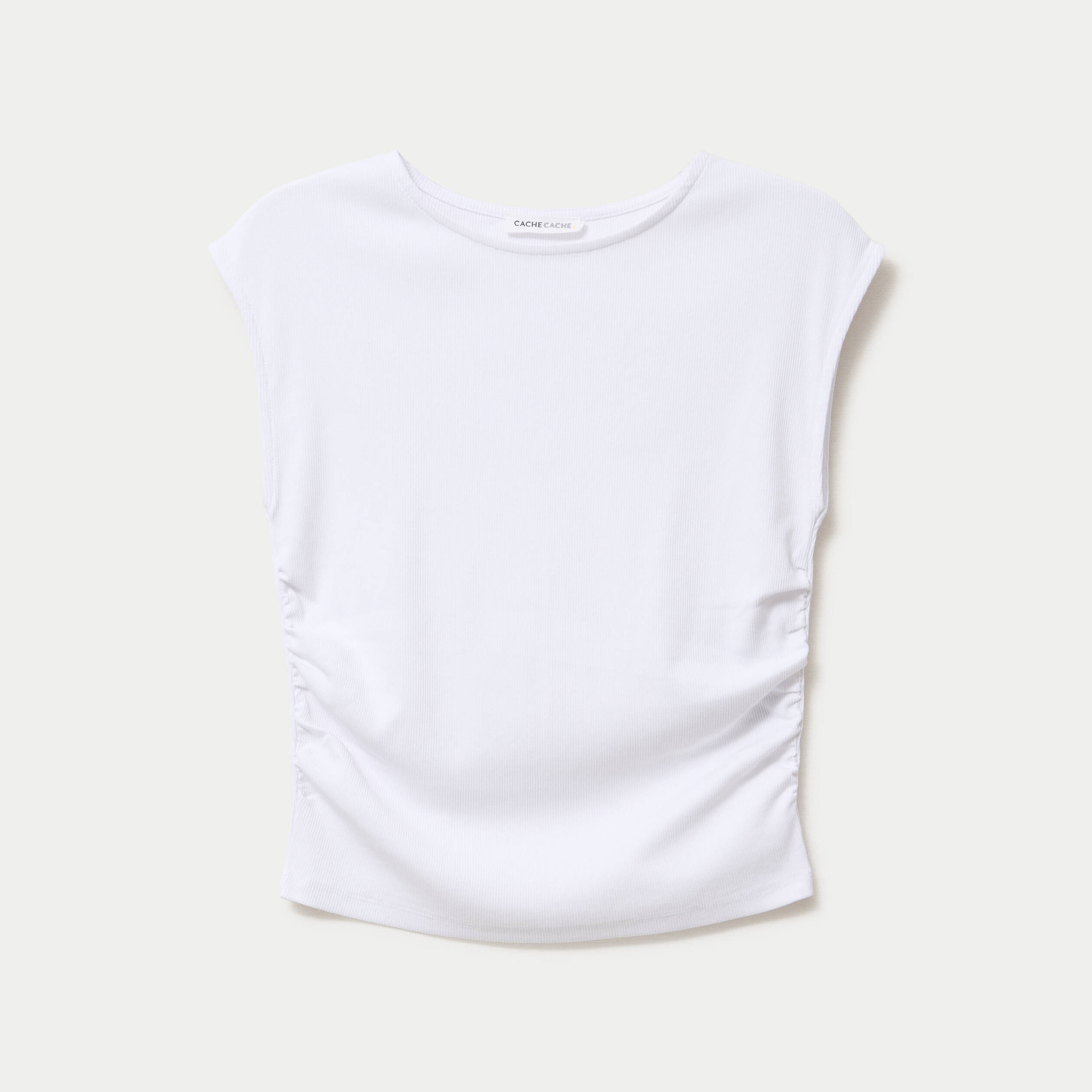 D&eacute;bardeur ajust&eacute; col rond blanc femme