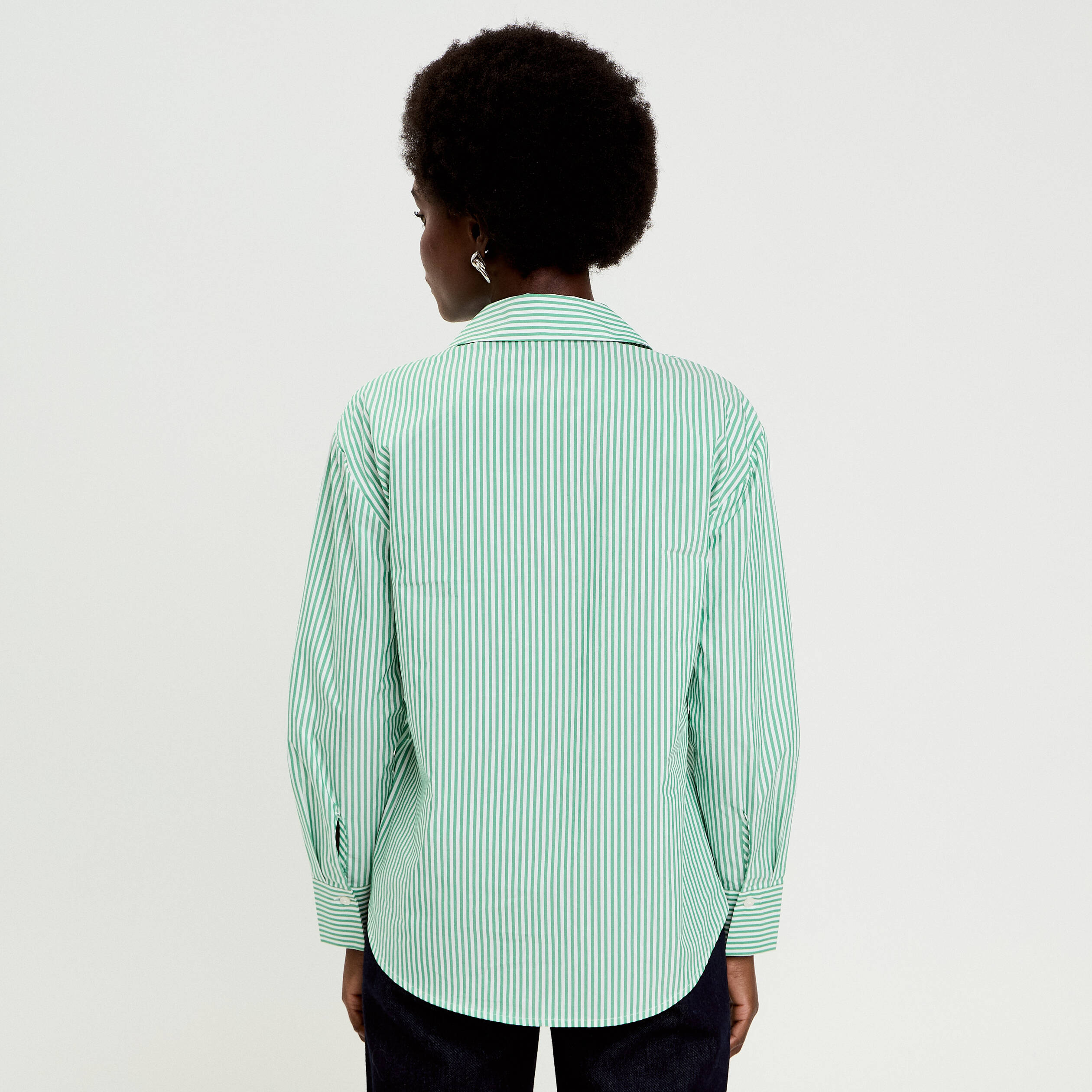 Chemise ray&eacute;e broderies fantaisie vert clair femme