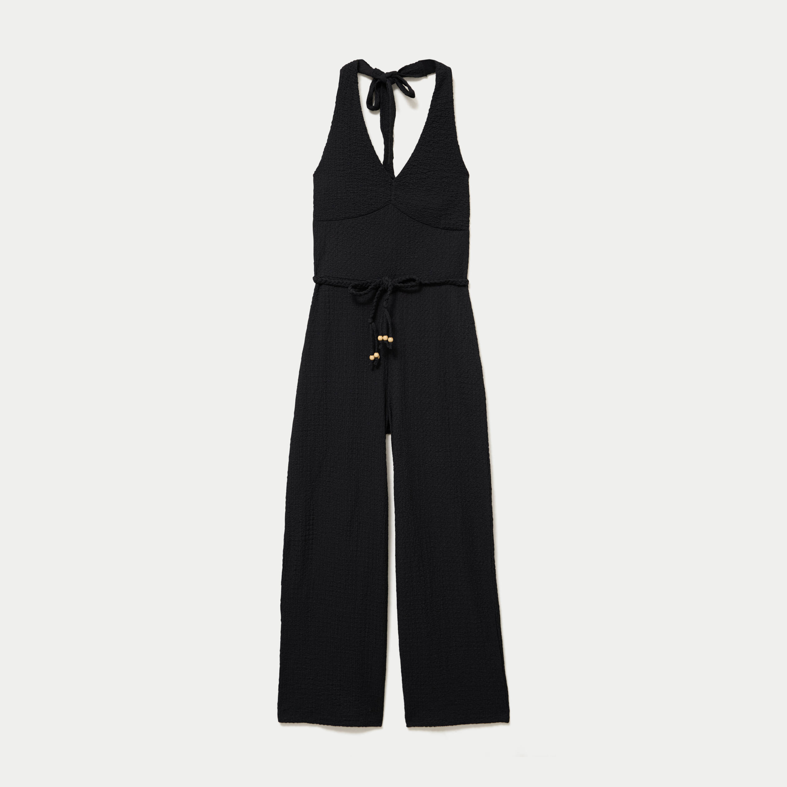 Combinaison large sans manches col v noir femme