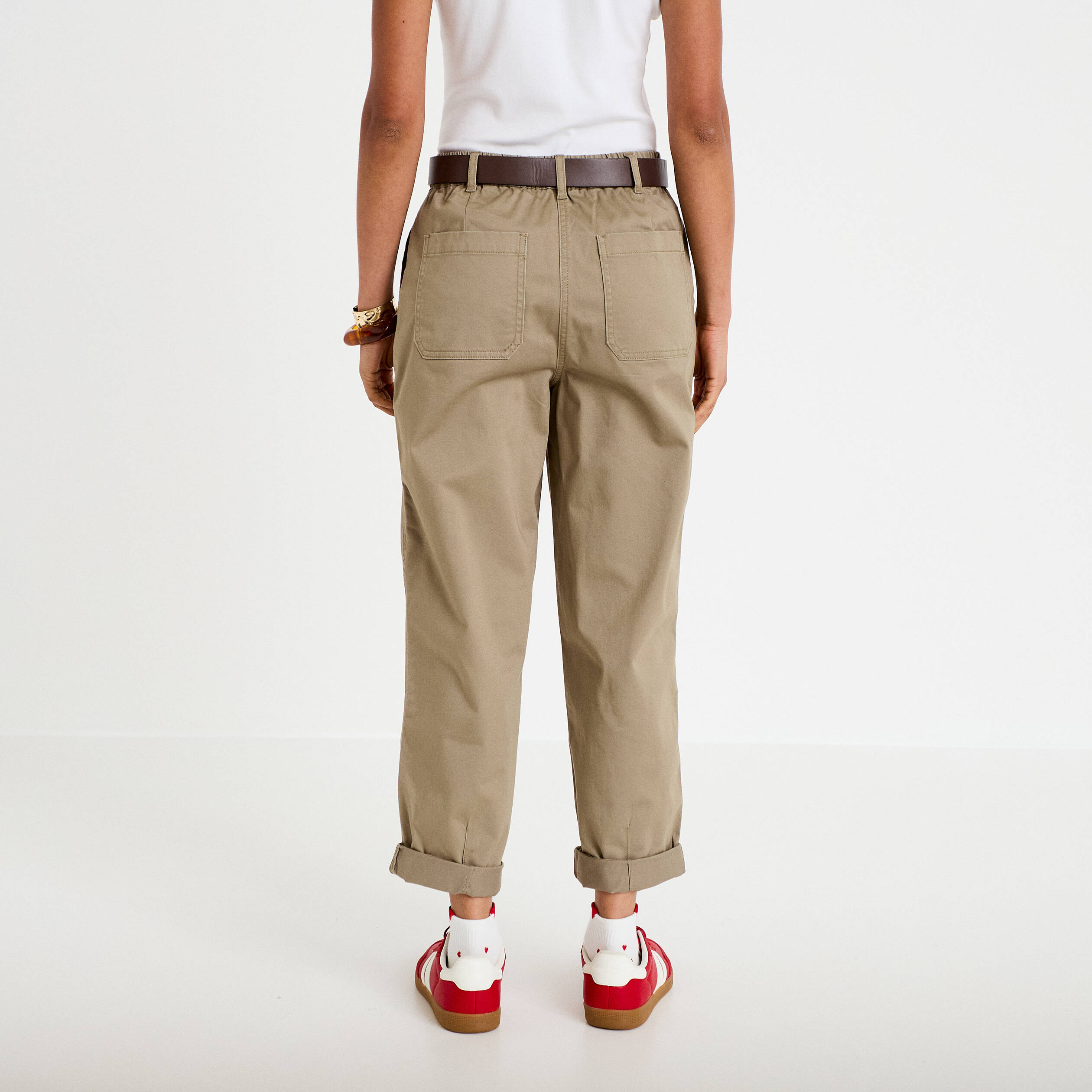 Pantalon chino avec ceinture amovible gris femme