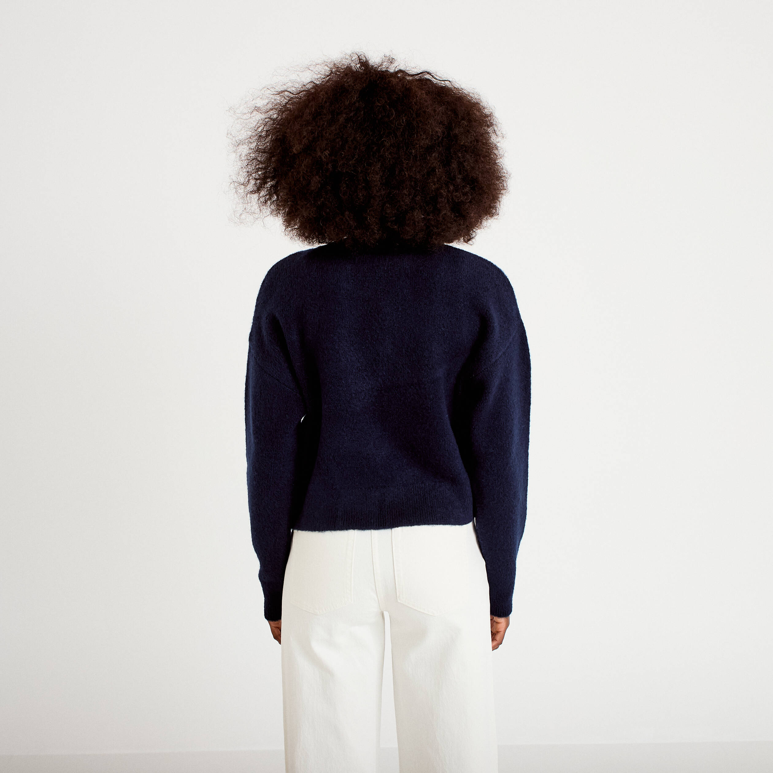 Gilet court nou&eacute; bleu marine femme