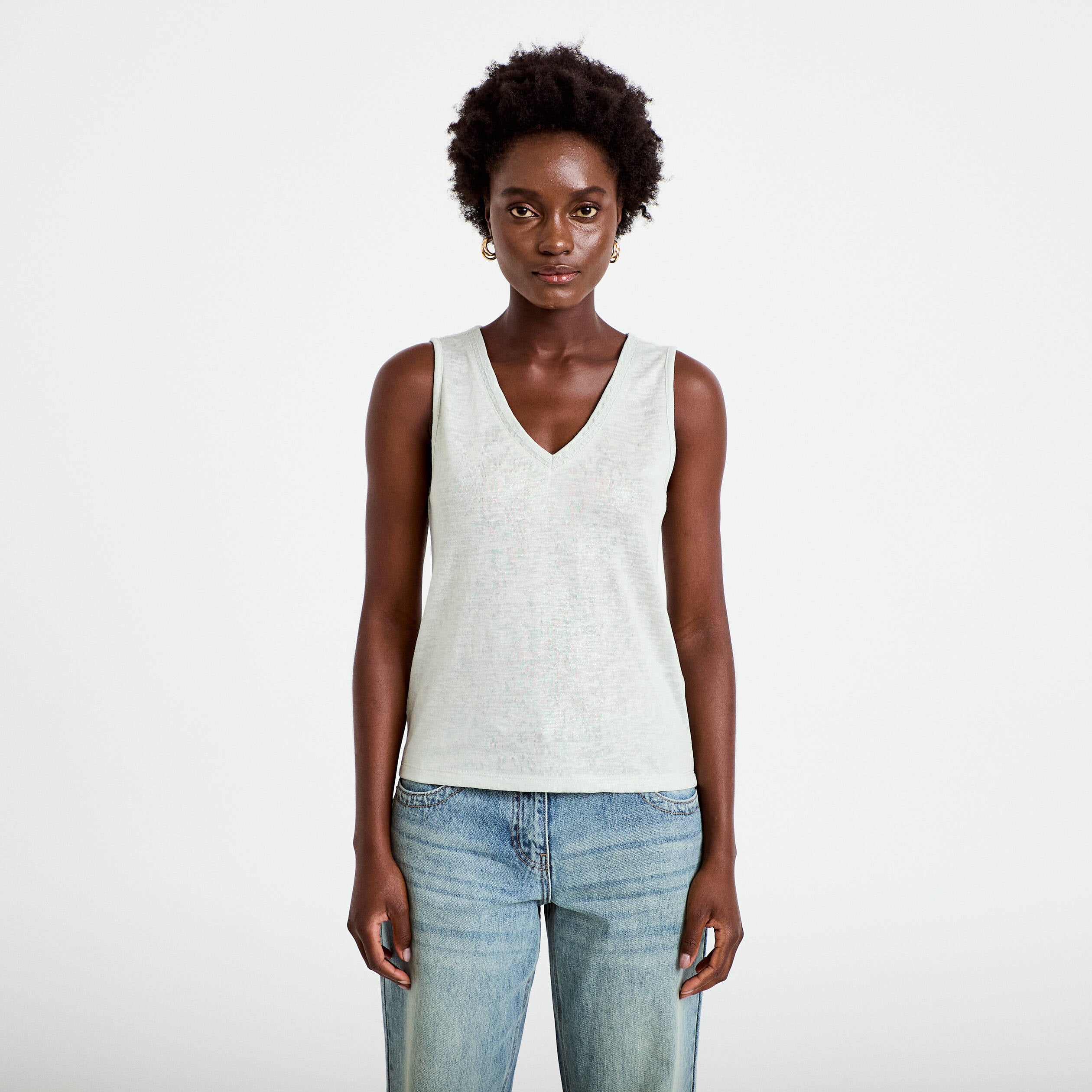 D&eacute;bardeur col v gris argent femme