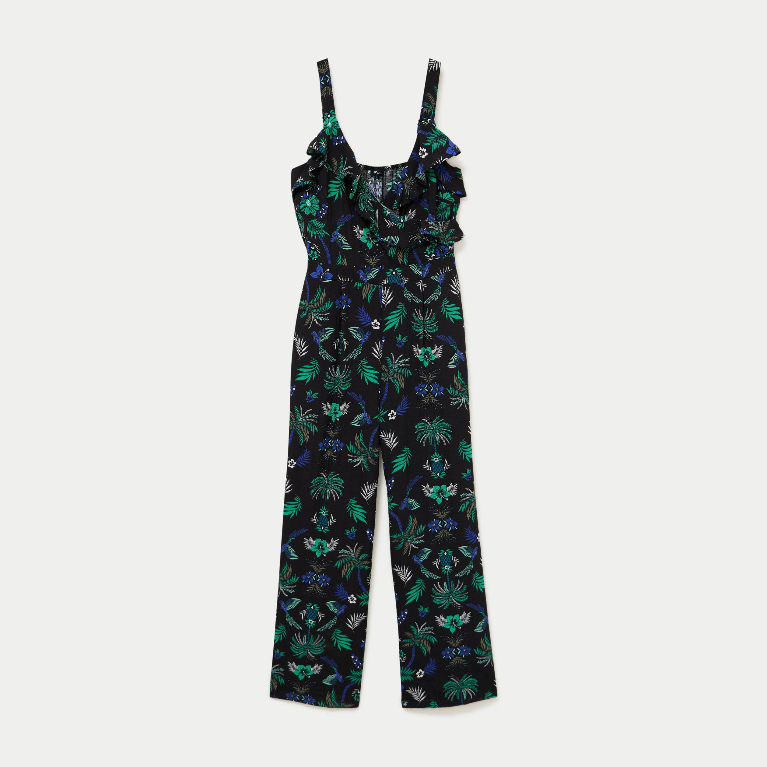 Combinaison pantalon volants noir femme
