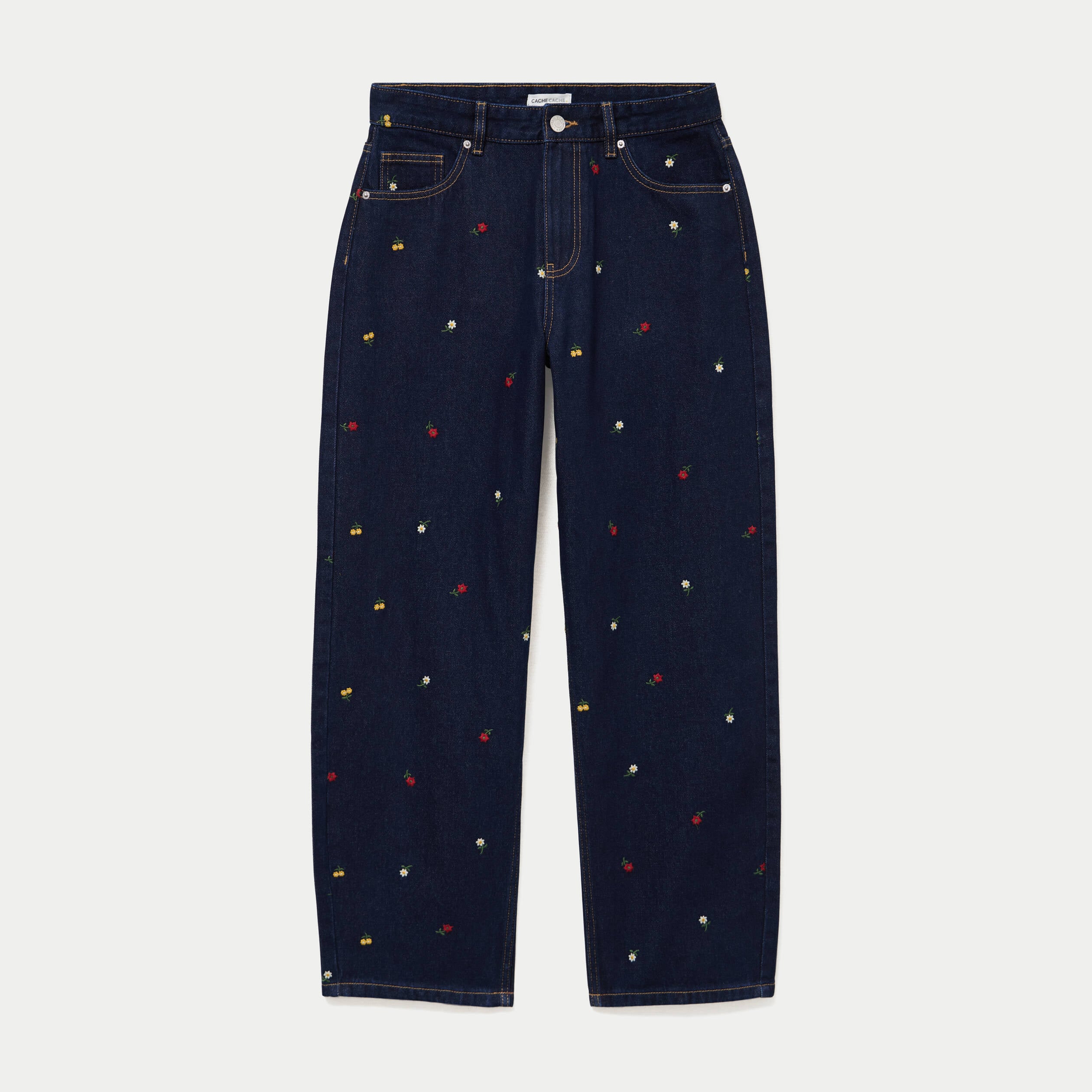 Jean avec broderie bleu marine femme