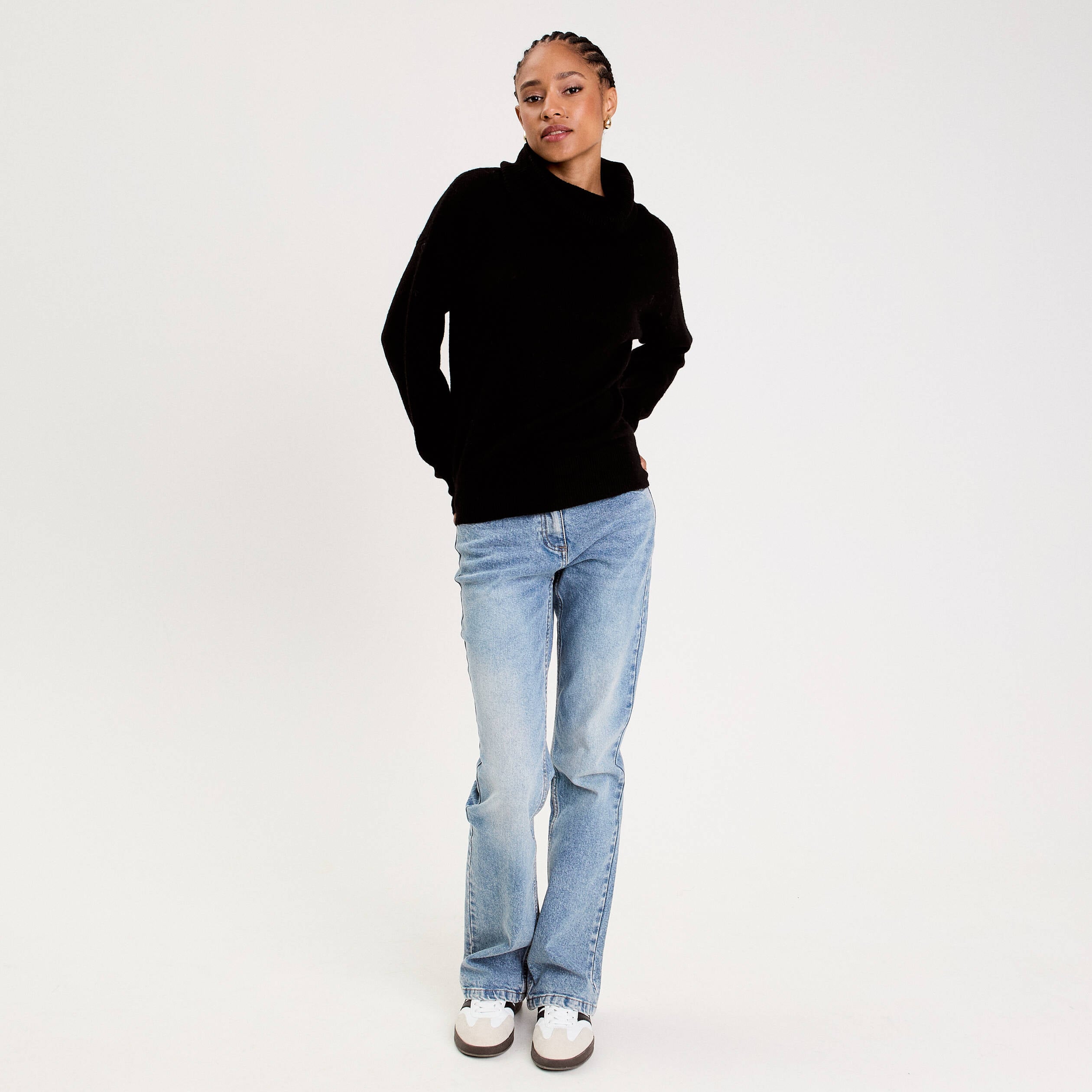 Pull avec col roul&eacute; noir femme