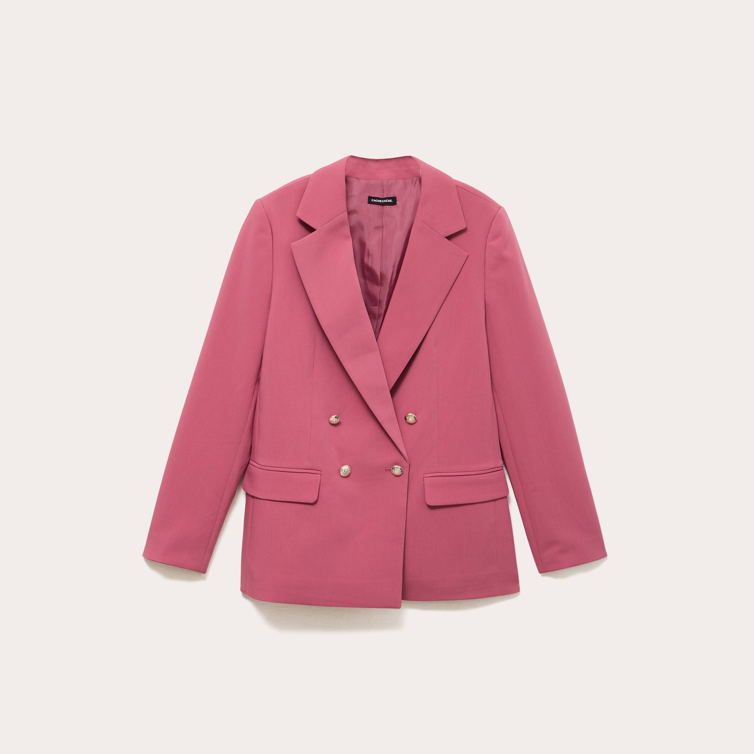 Blazer col tailleur manches longues vieux rose femme