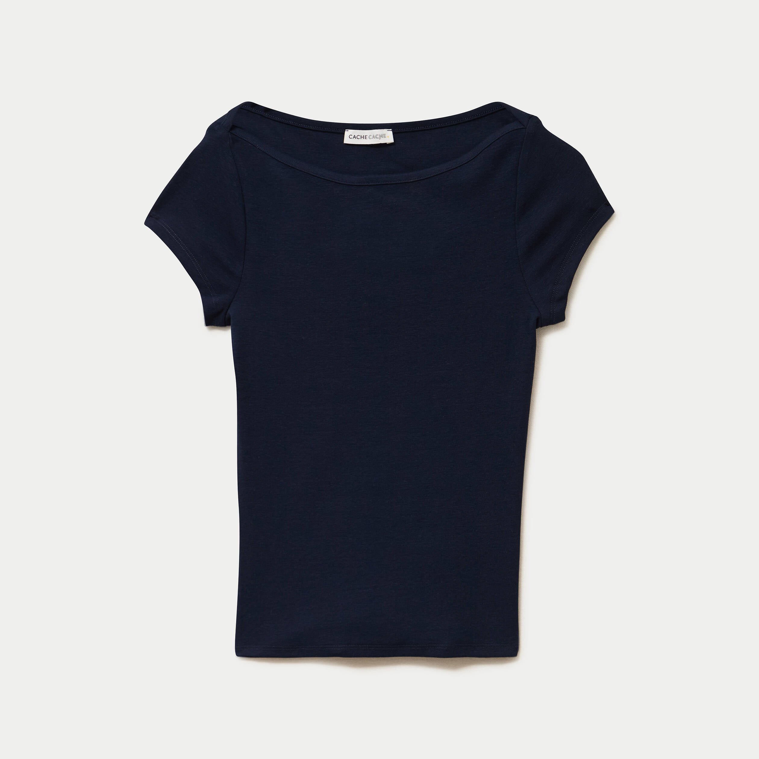 T-shirt ajust&eacute; manches courtes bleu marine femme