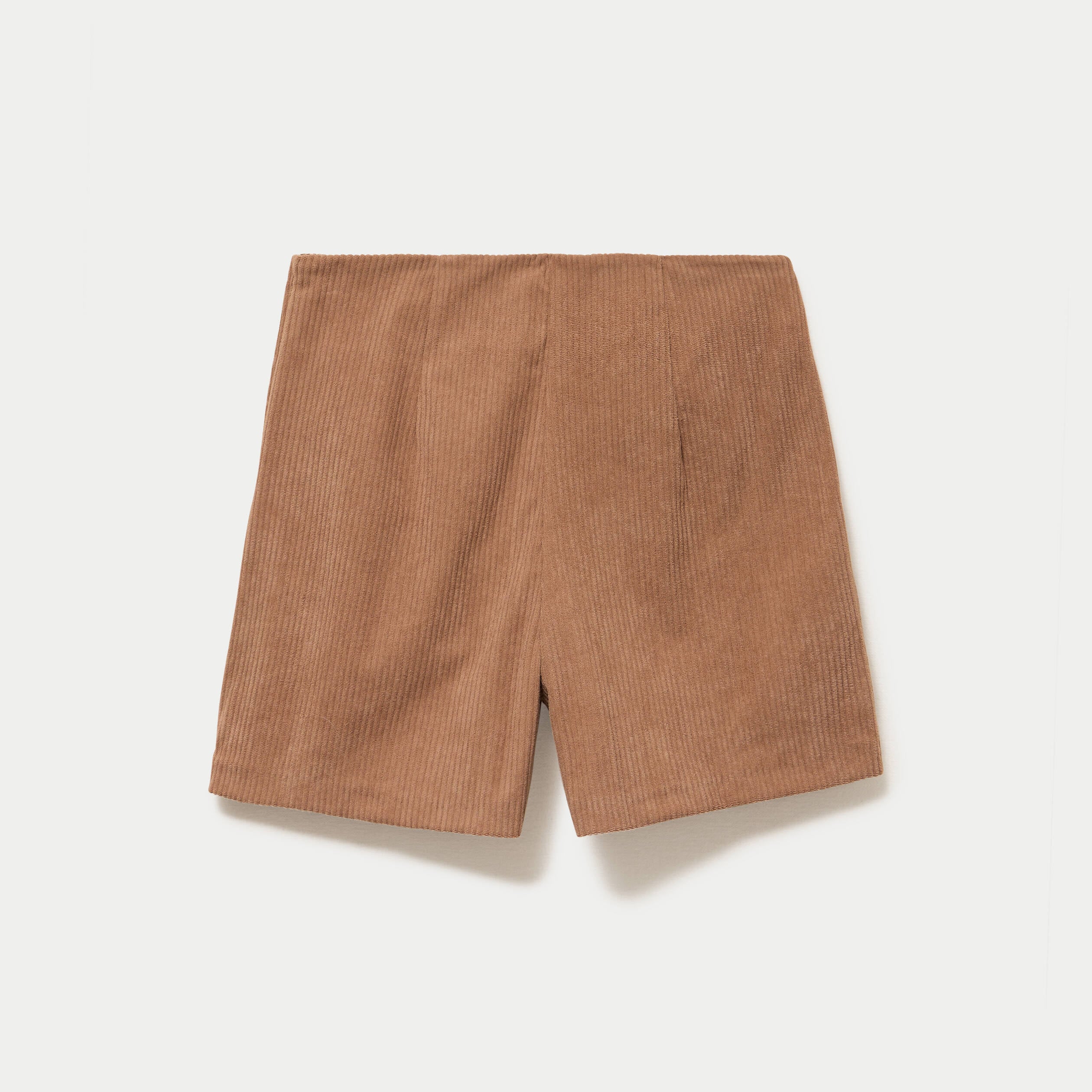Jupe courte trap&egrave;ze en velours camel femme
